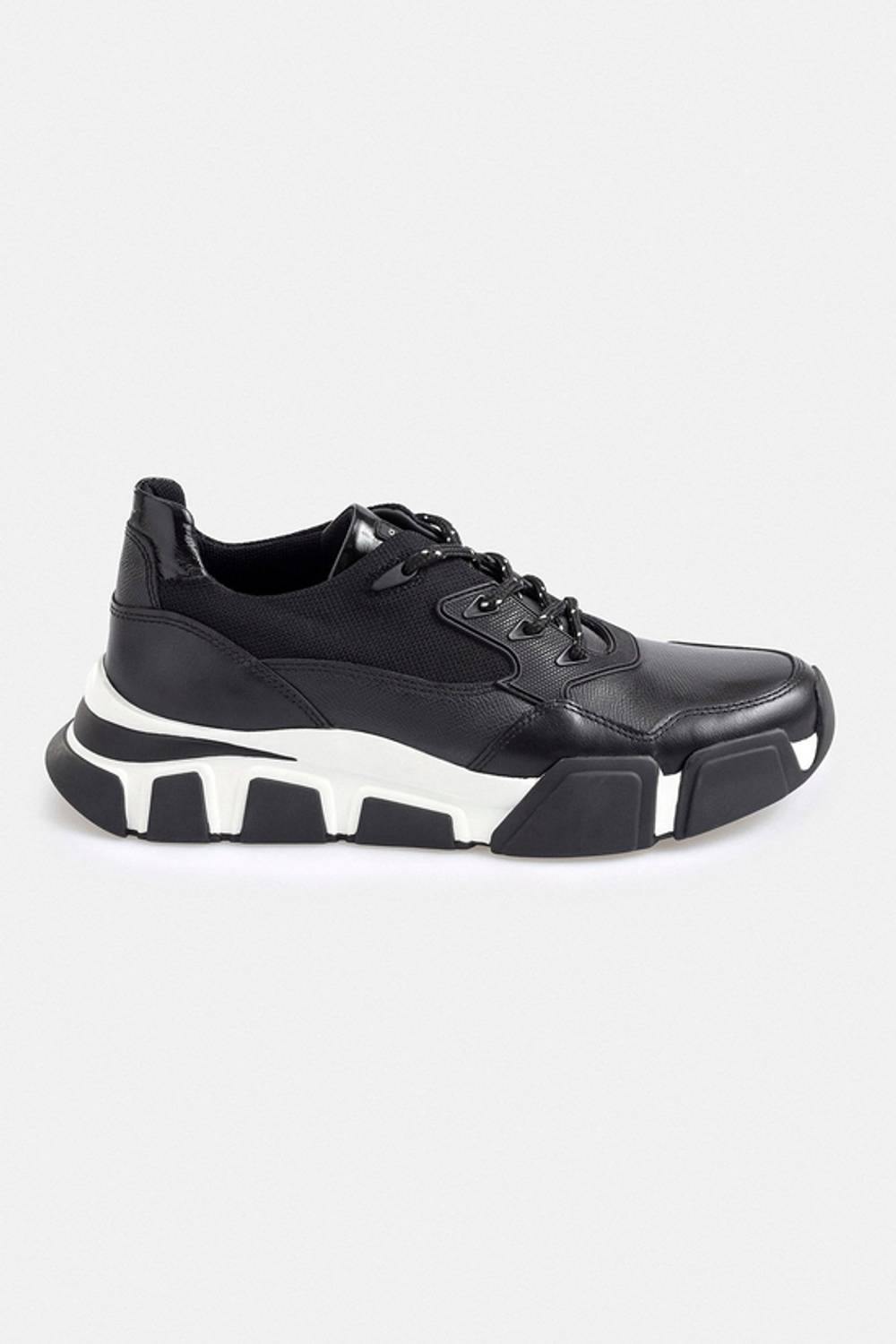 Siyah Deri Sneaker Ayakkabı
