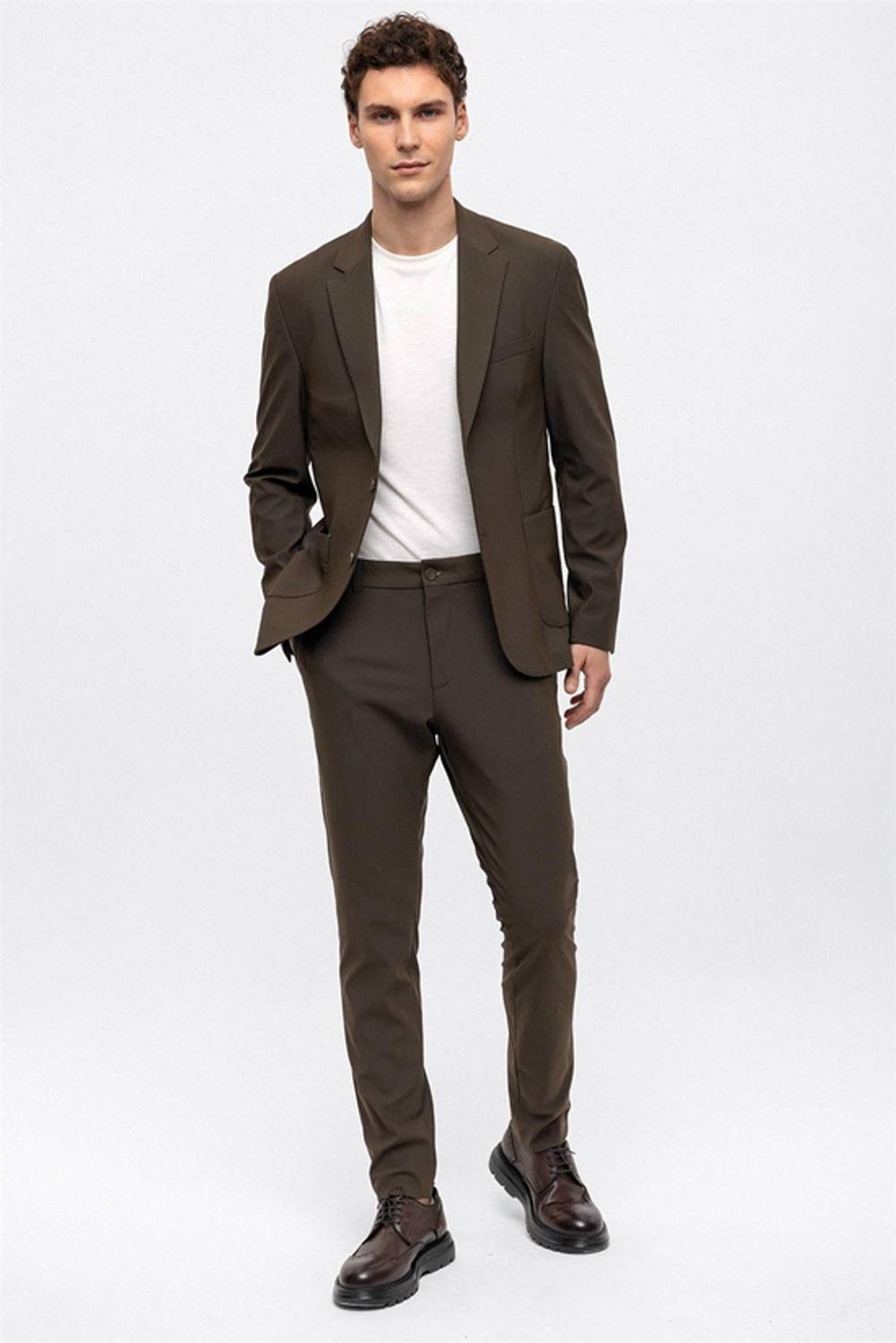 Haki Slim Fit Mono Yaka Ceket