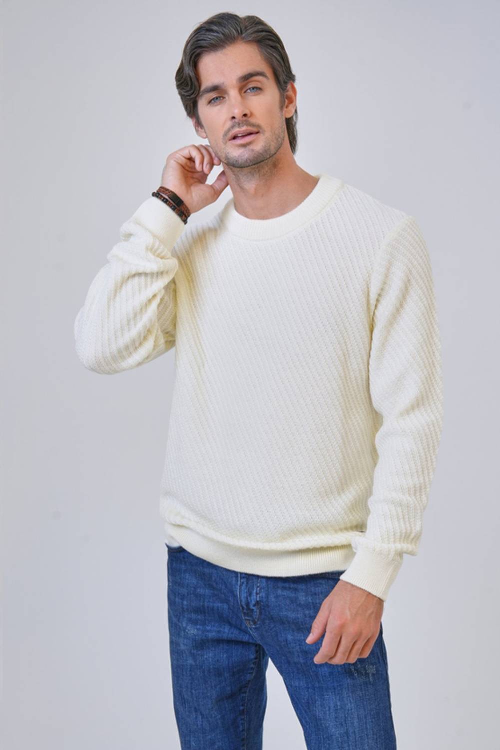 В'язаний светр з великим коміром для чоловіків, доступний у розмірах S, M, L, XL, XXL