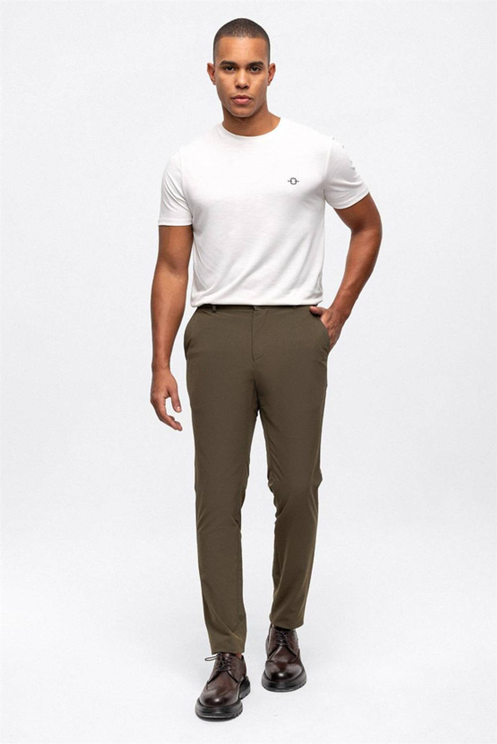 Haki Slim Fit Sports Trousers - 50% Polyester, 40% Polyamide, 10% Elastane, Local Production, Available in Sizes 44-50