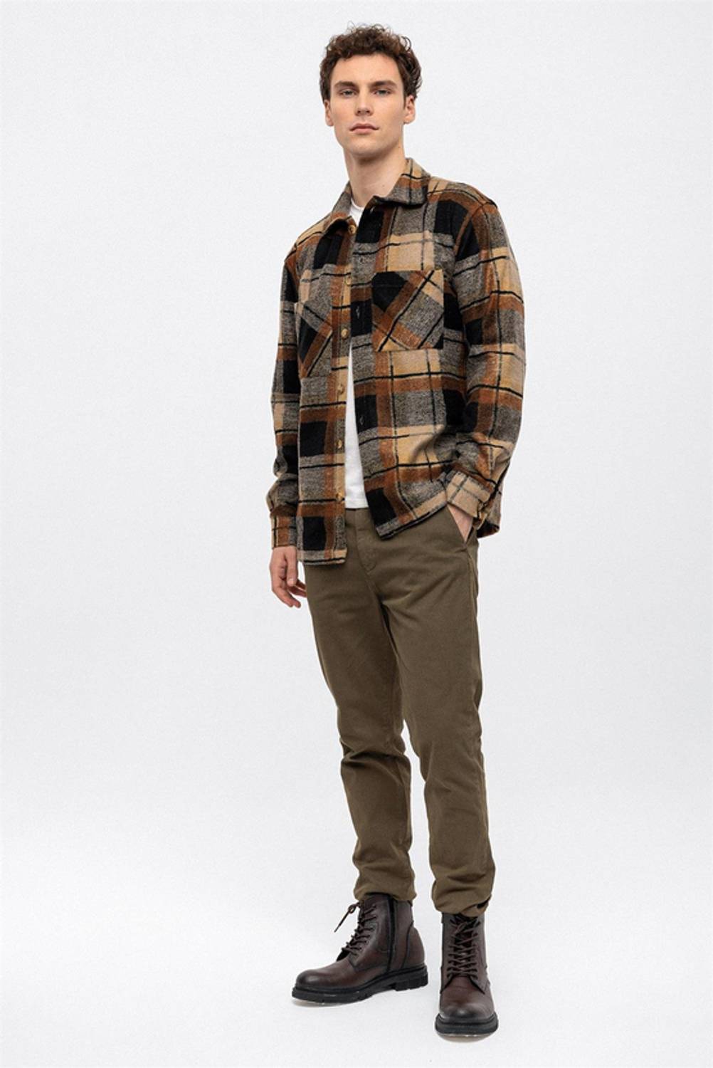 Kahverengi Over Fit Oduncu Gömlek