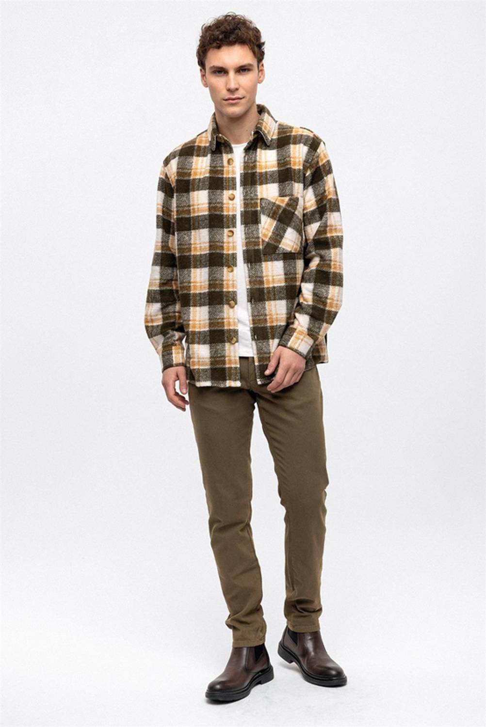 Haki Over Fit Oduncu Gömlek