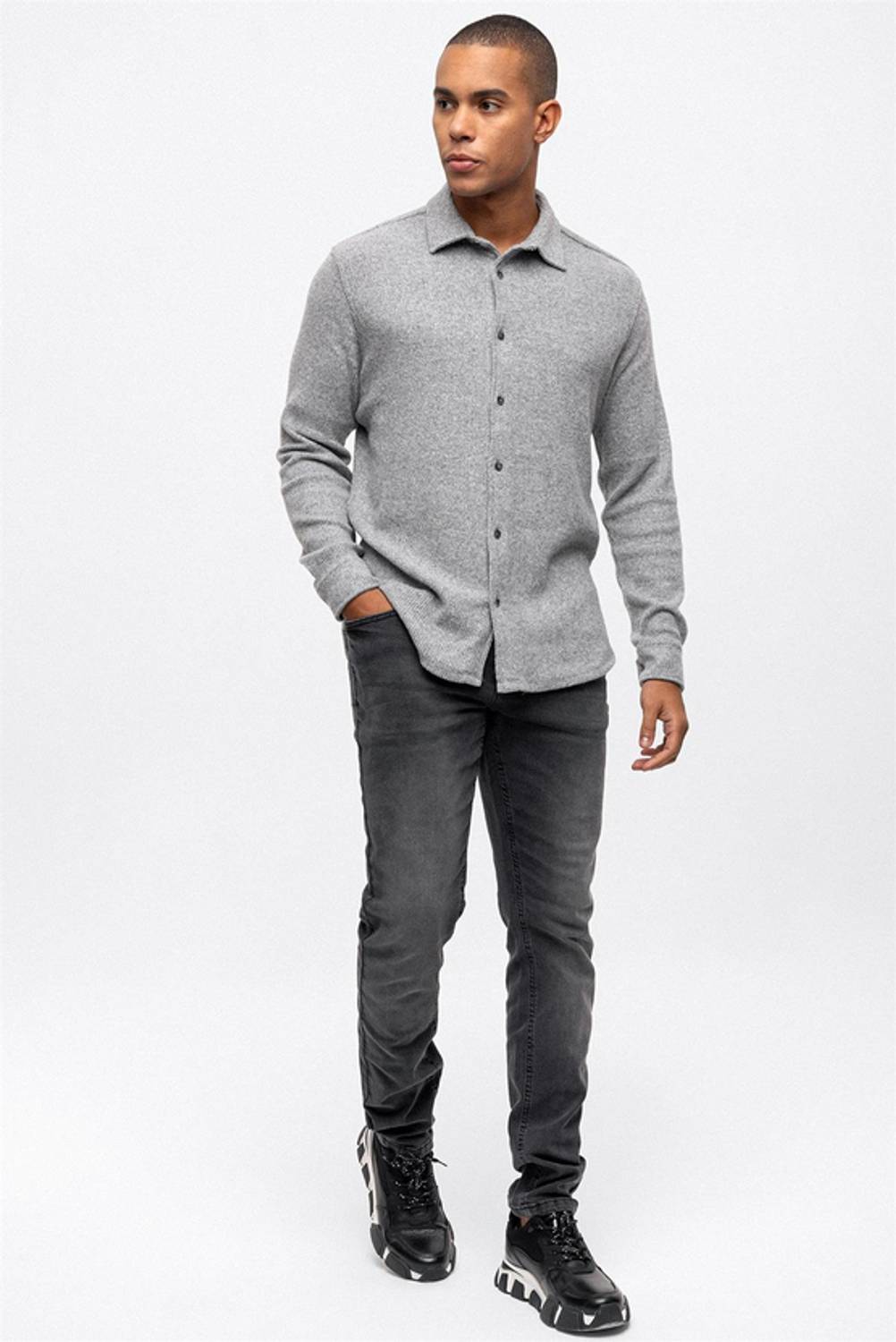 Açık Gri Regular Fit Gömlek