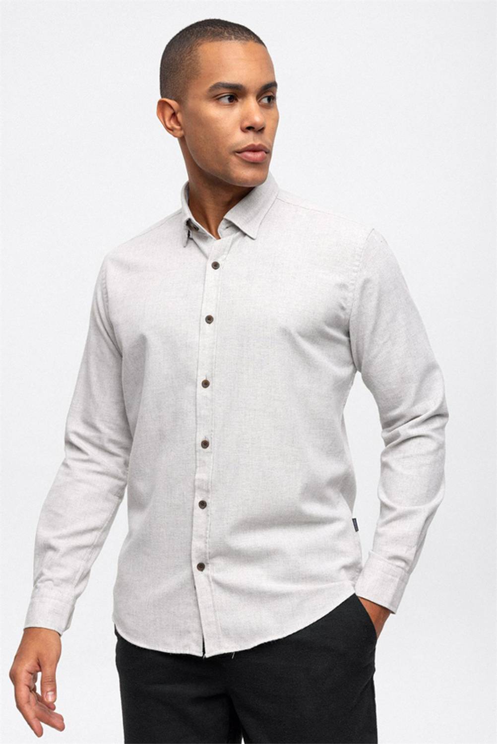 Açık Gri Slim Fit Gömlek