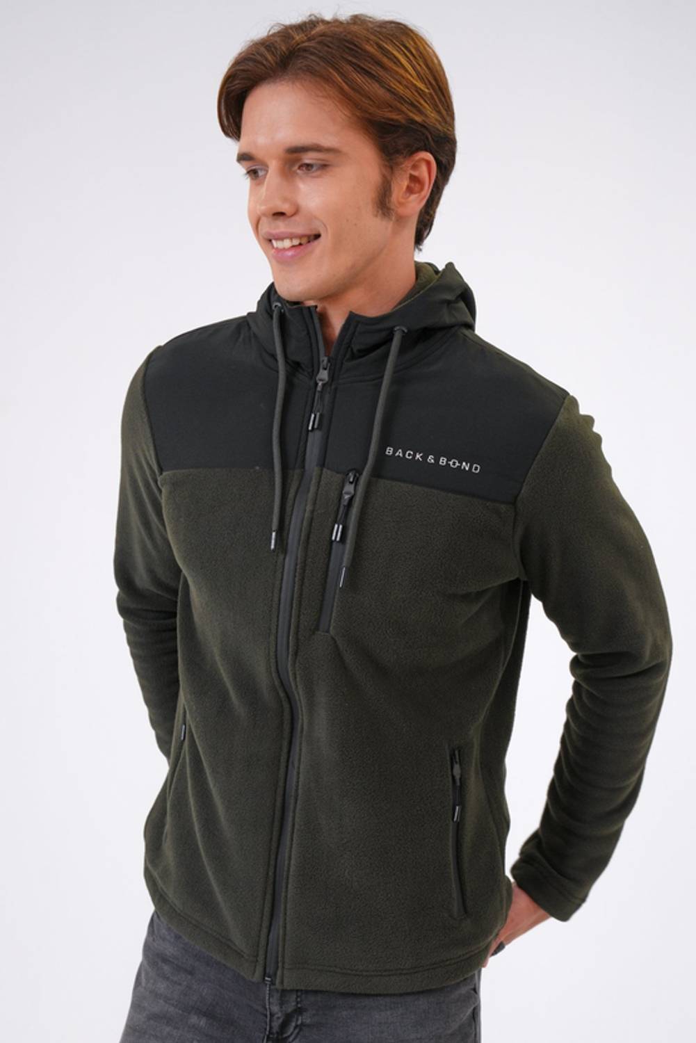 معطف بولار محاكاة مزود بغطاء رأس بأحجام متنوعة S, M, L, XL, XXL