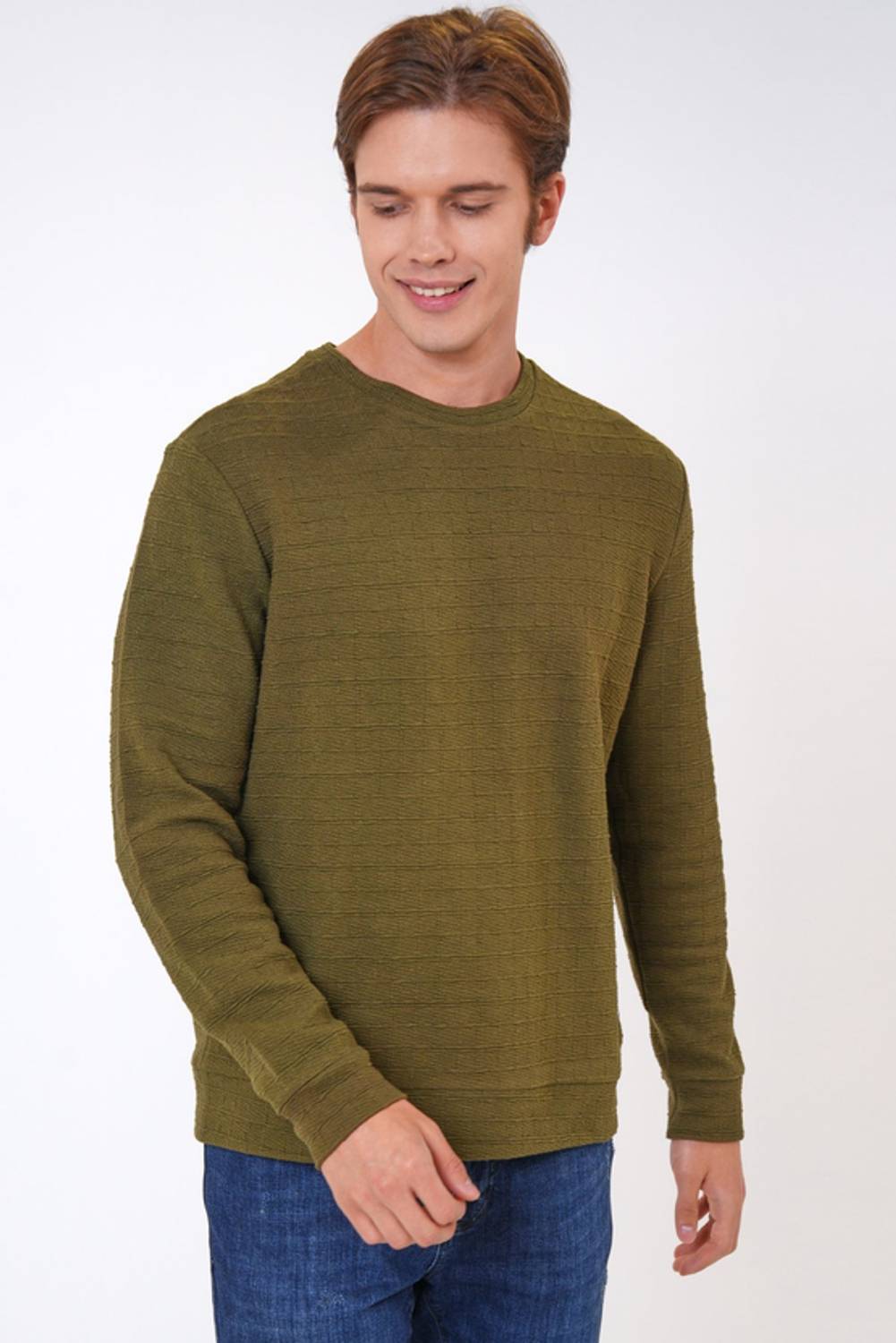 Чоловічий світшот з жакардовим коміром, доступний у розмірах S, M, L, XL