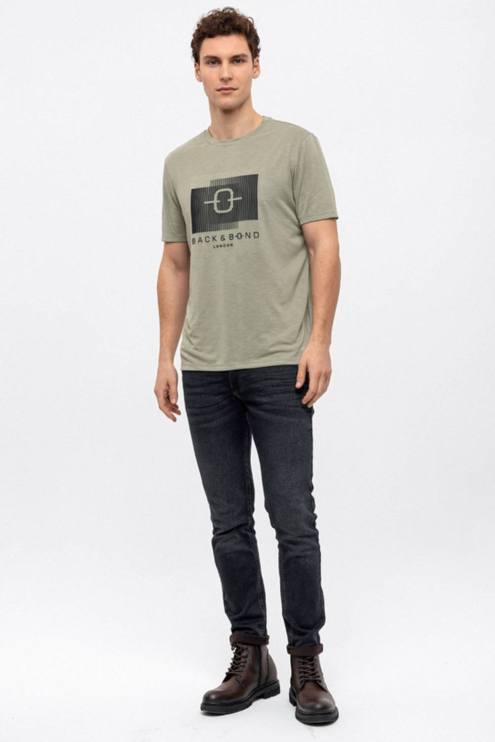 Yeşil Regular Fit Bisiklet Yaka Tişört