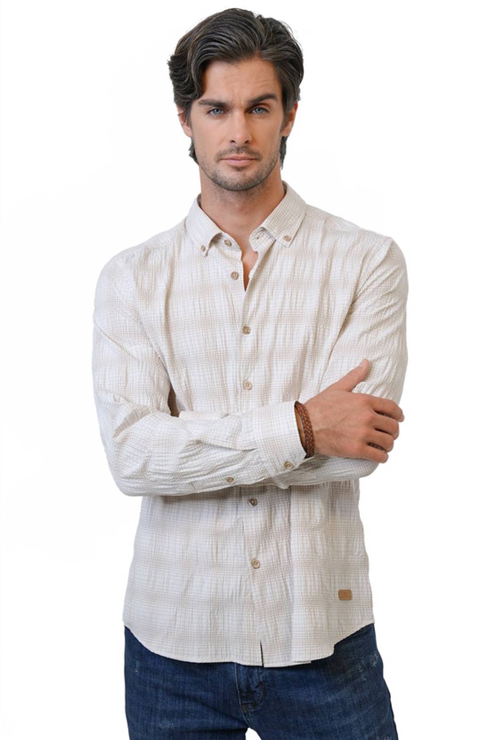 Сорочка з гудзиковим коміром, чоловічий одяг, наявні розміри: S, M, L, XL