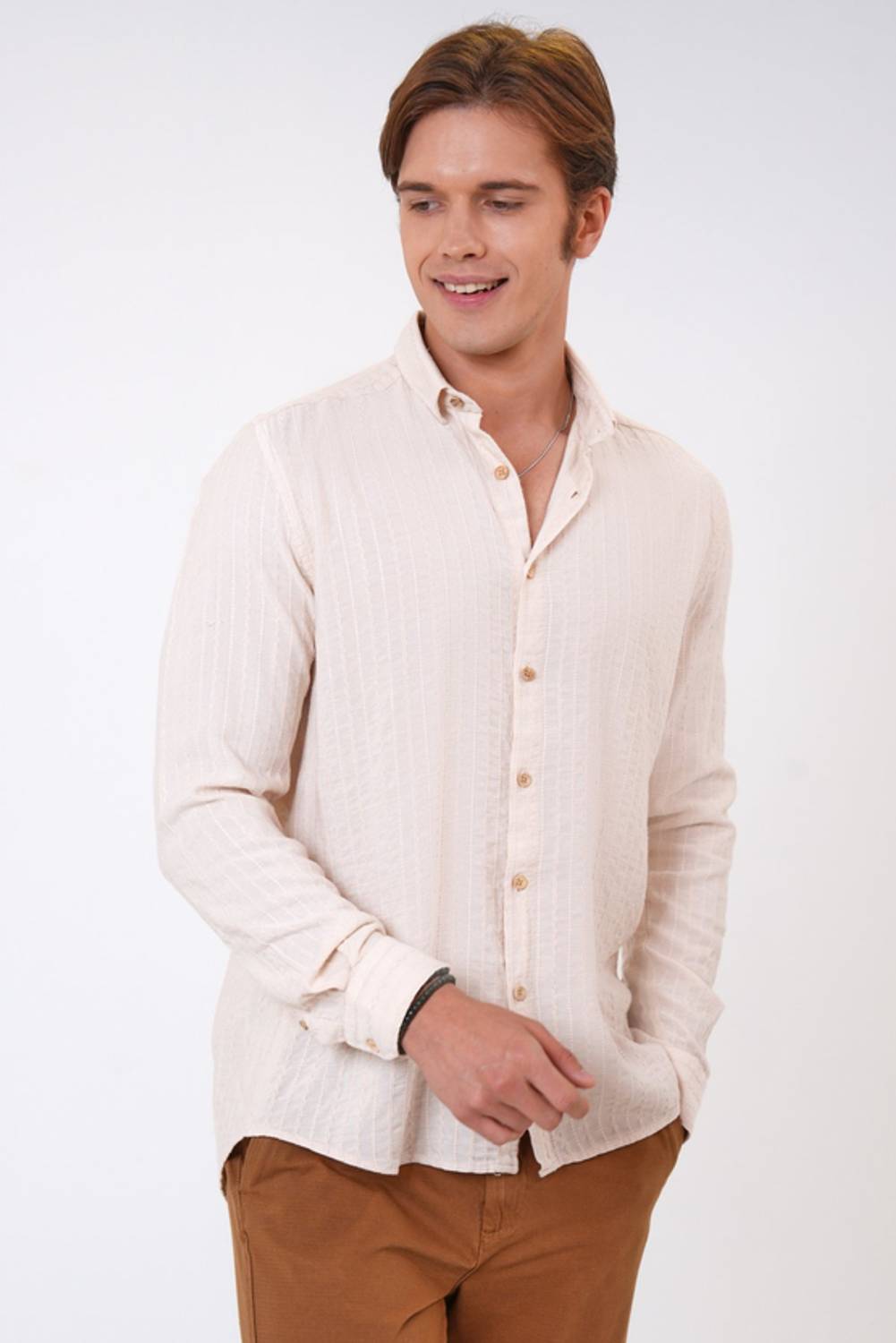 Чоловіча сорочка з нормальним коміром, виготовлена з тканини, різні розміри: S, M, L, XL