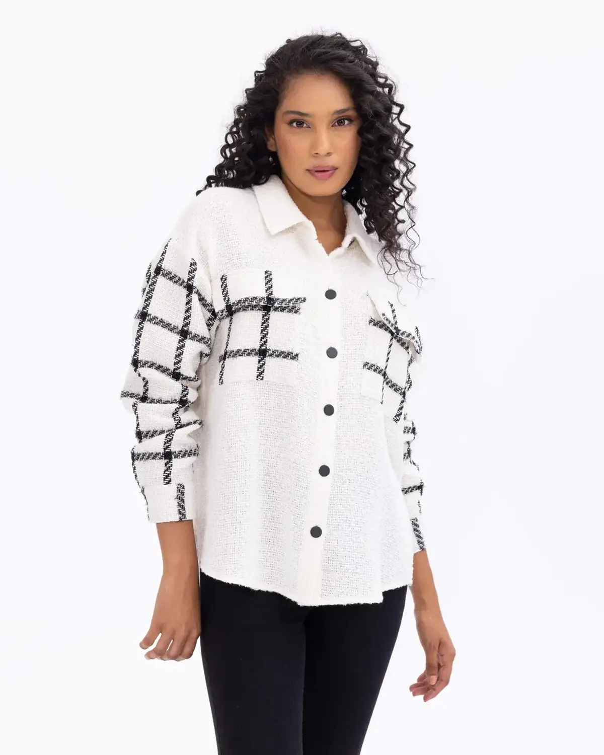 ekose desen detaylı tüvit gömlek