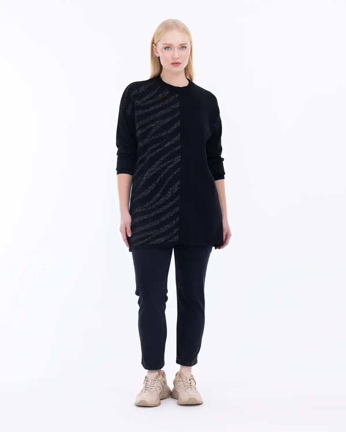 büyük beden sim detaylı triko tunik