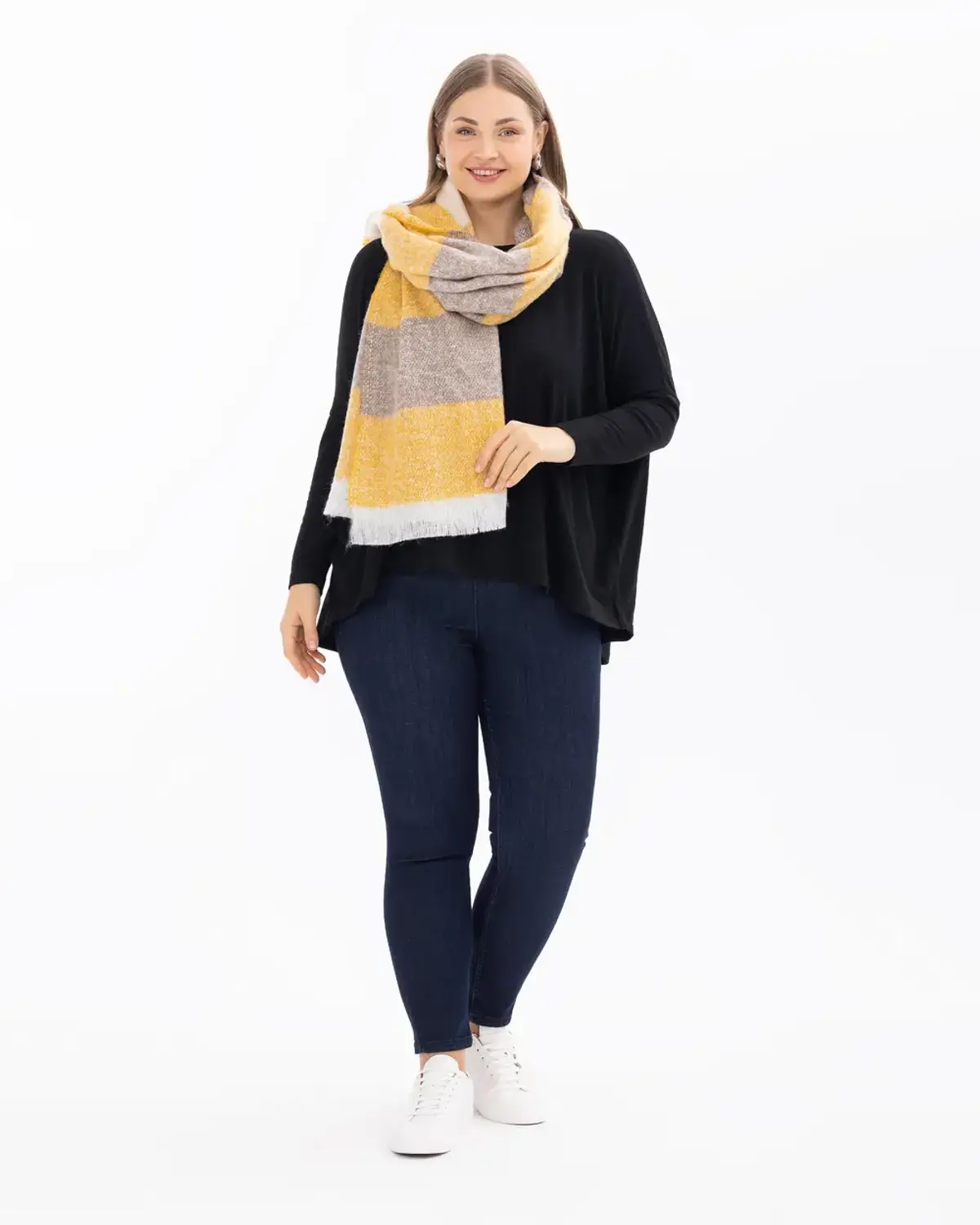 renk geçişli çizgili şal