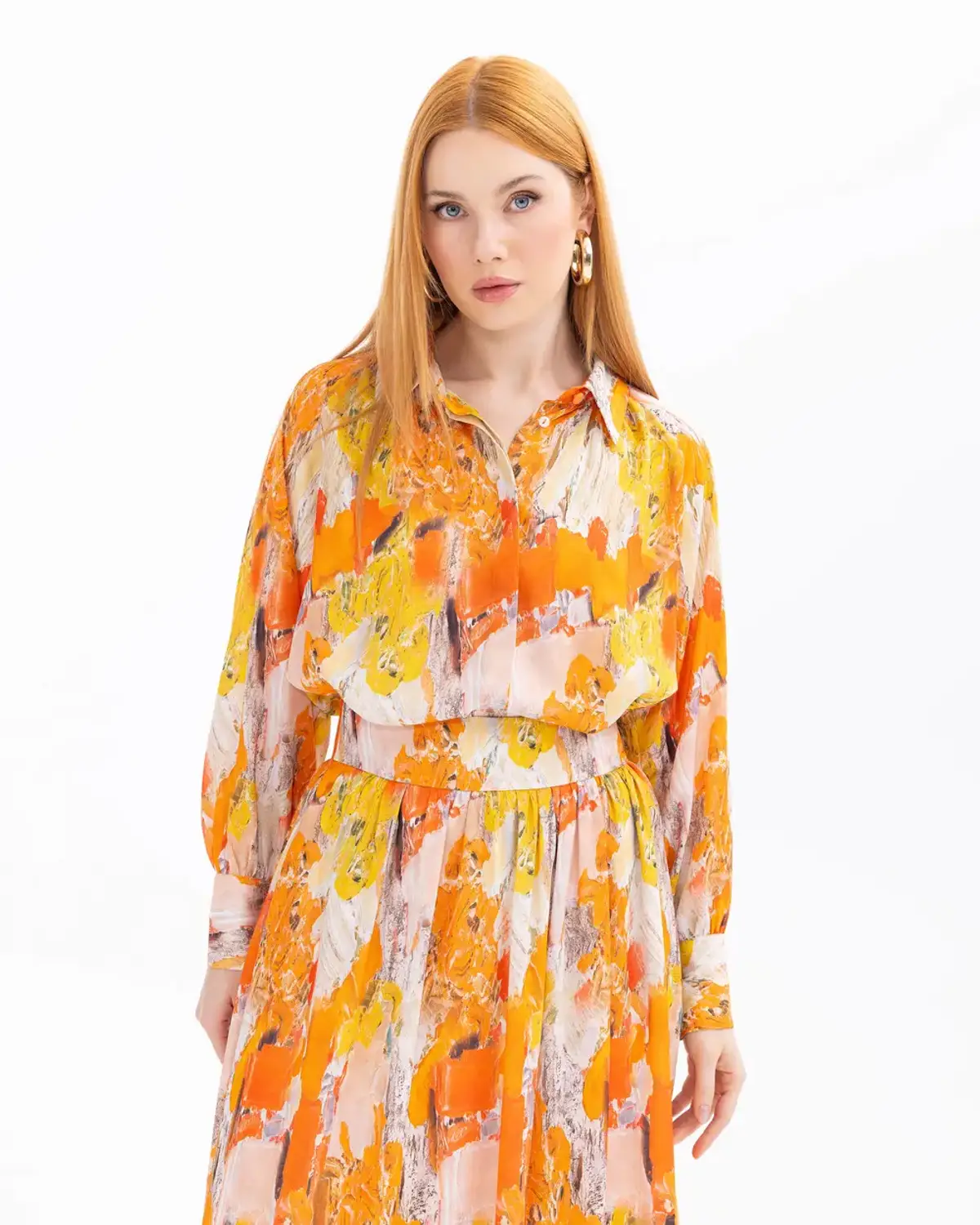 renk geçişli reglan kol gömlek