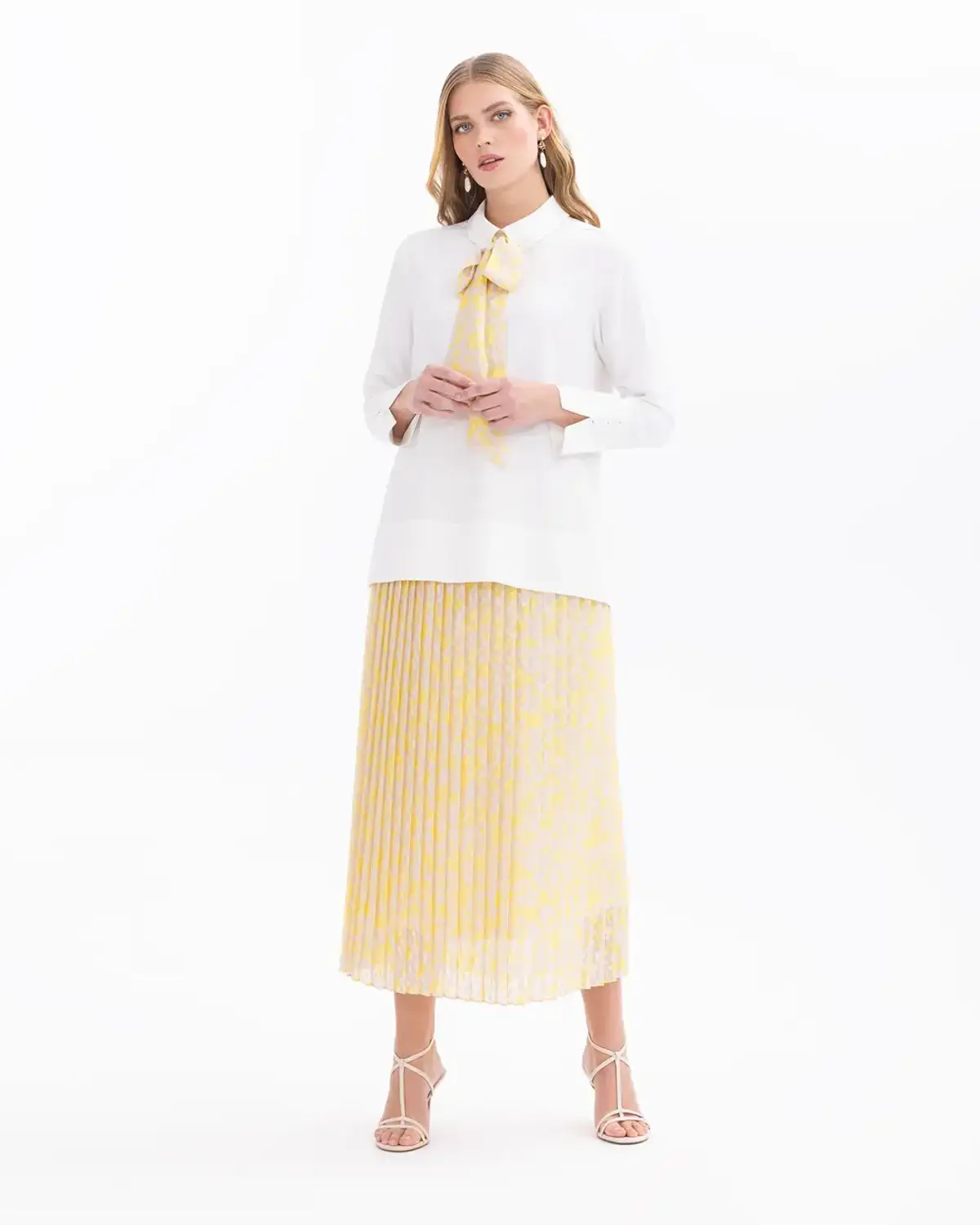 bağlama detaylı gömlek yaka bluz