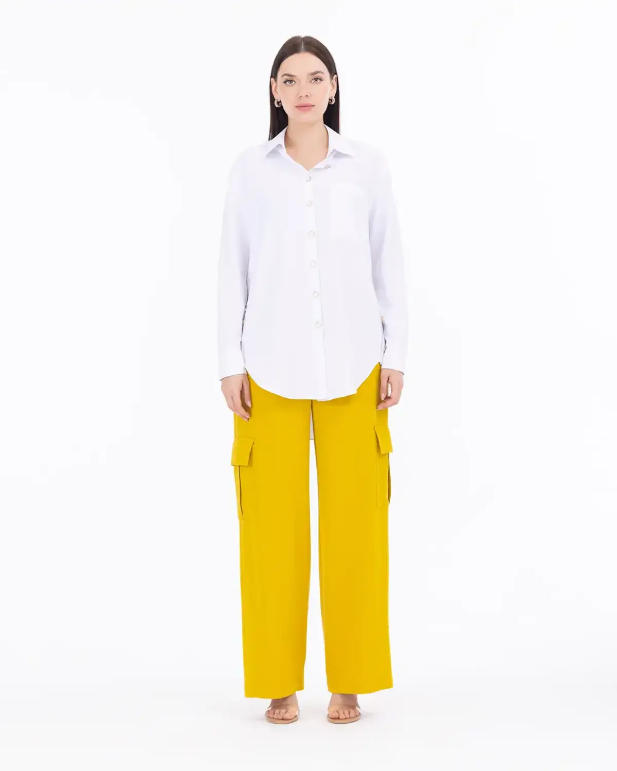 düğme detaylı düşük kol gömlek