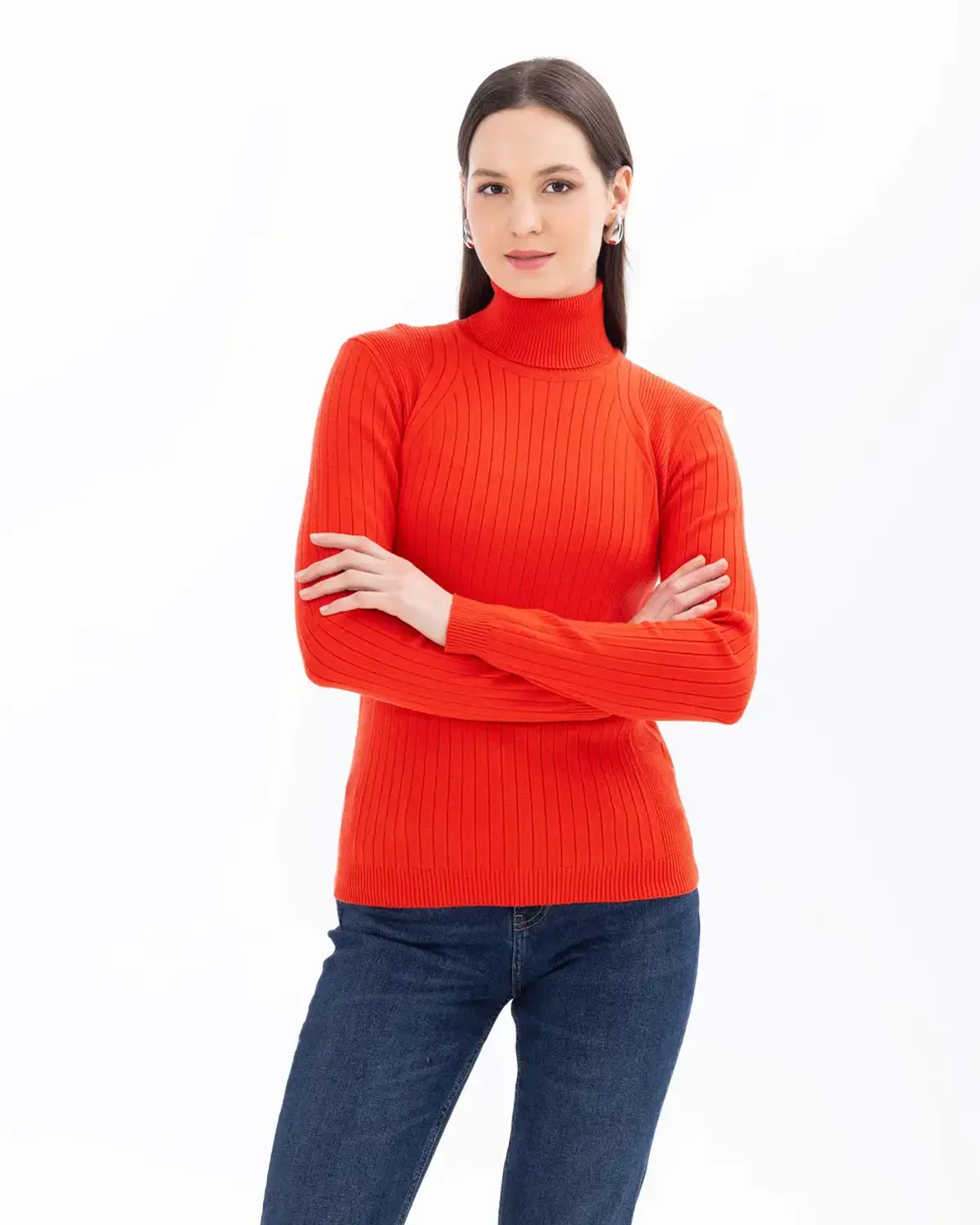 tam balıkçı yakalı bel boy triko