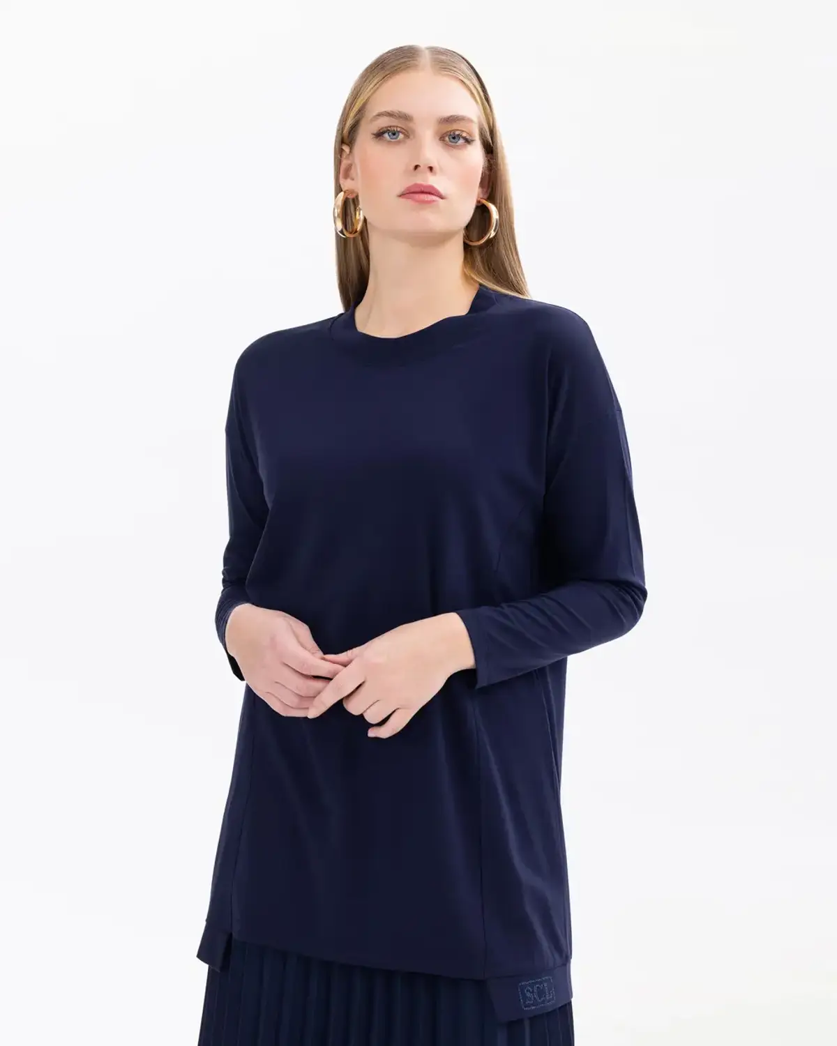 sıfır yaka örme kumaş basic tunik