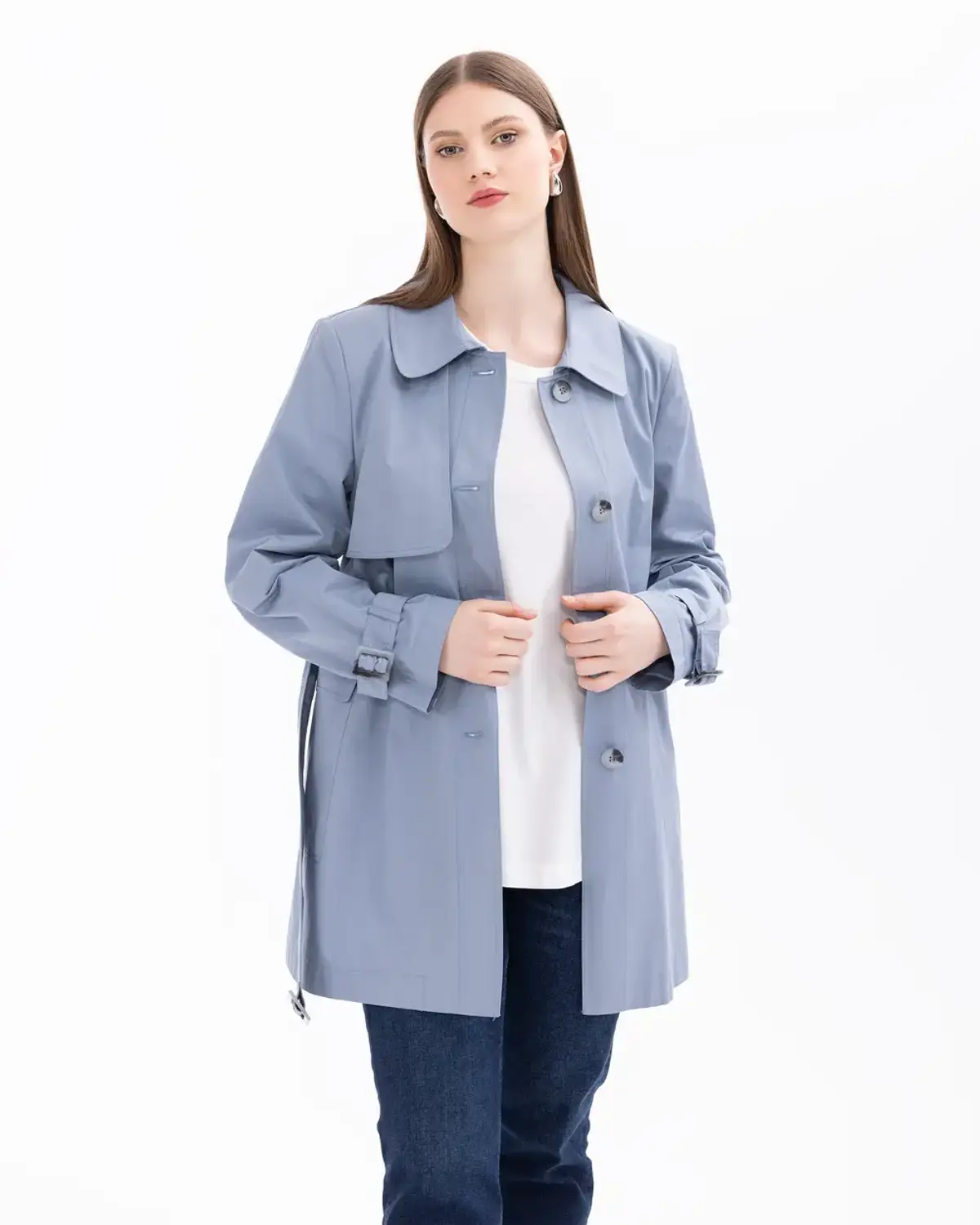 büyük beden kemerli sport trençkot