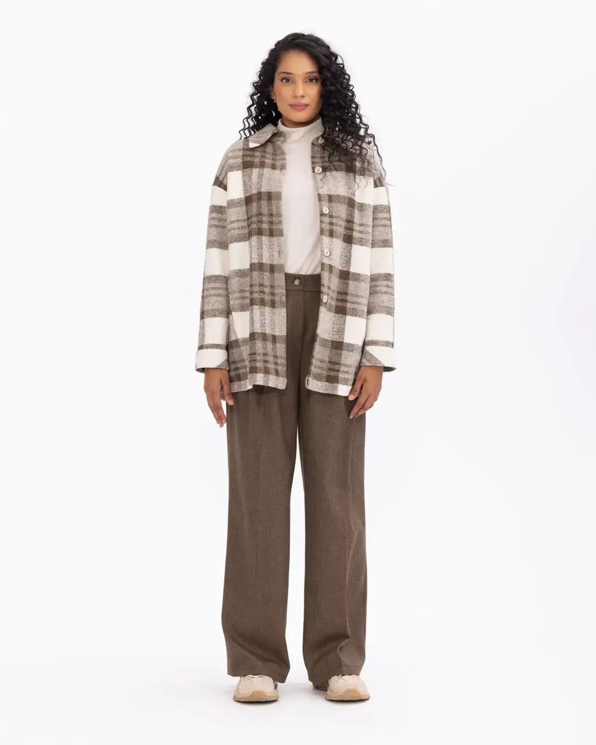 ekose desenli gömlek kesim oversize ceket