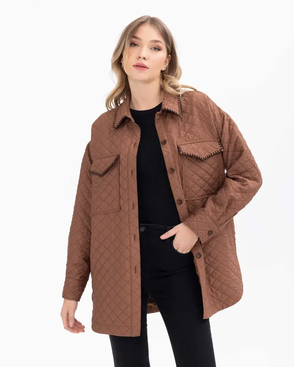 cepli oversize kapitone gömlek