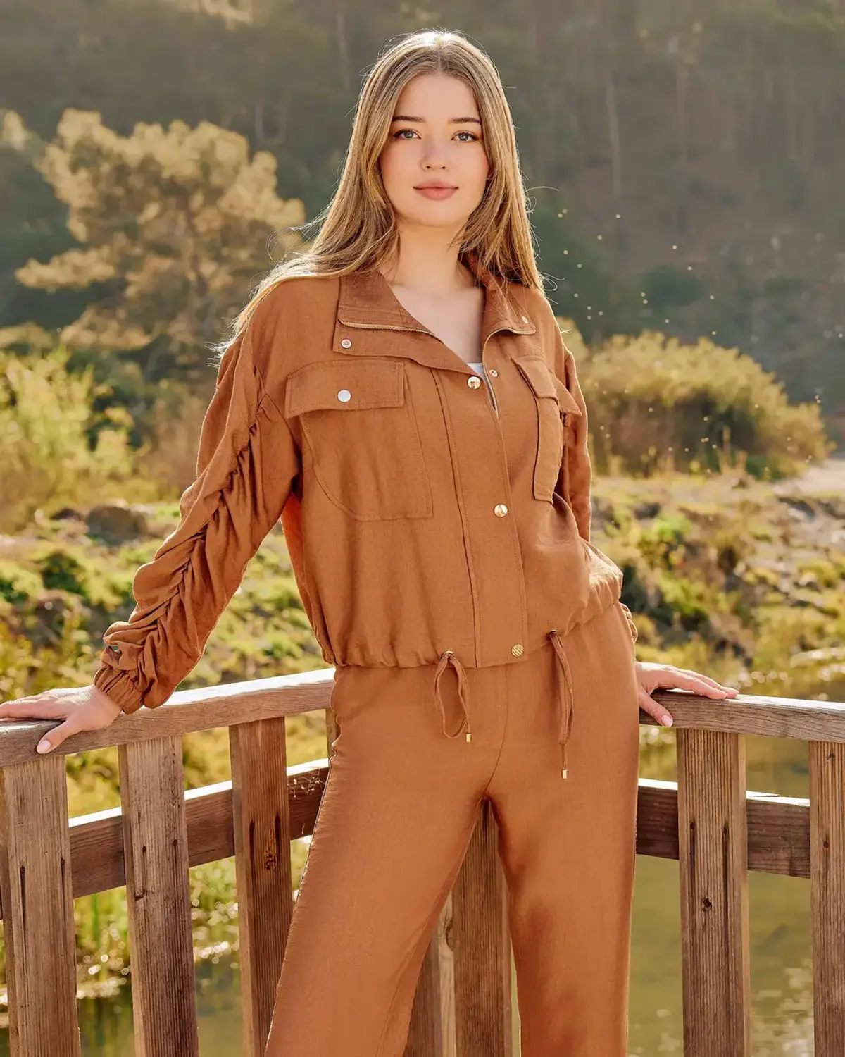 cep detaylı kolu büzgülü ceket