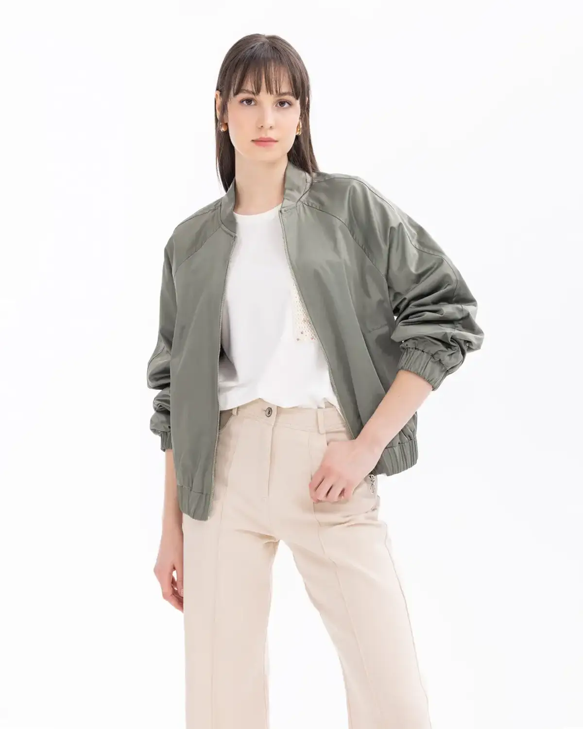 beli lastikli fermuarlı spor ceket