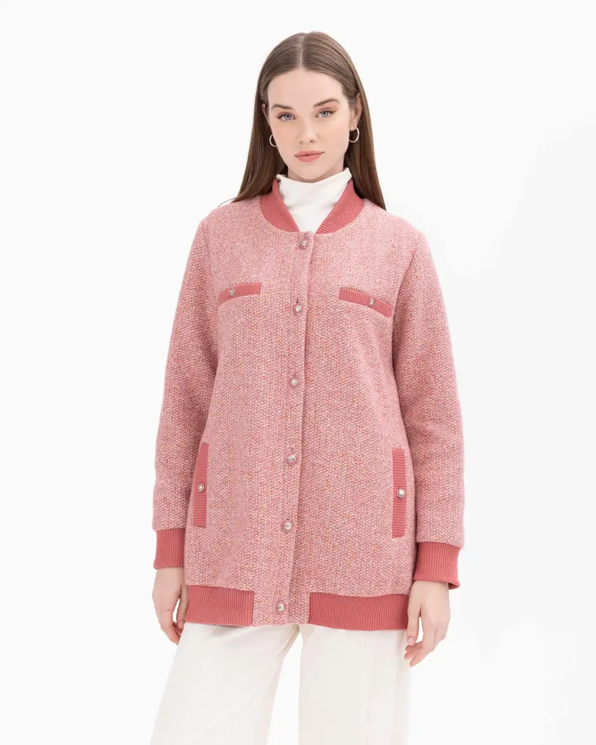 Куртка бомбер з кишенями та ребристими деталями з туїт, стильна та комфортна для повсякденного та особливих випадків