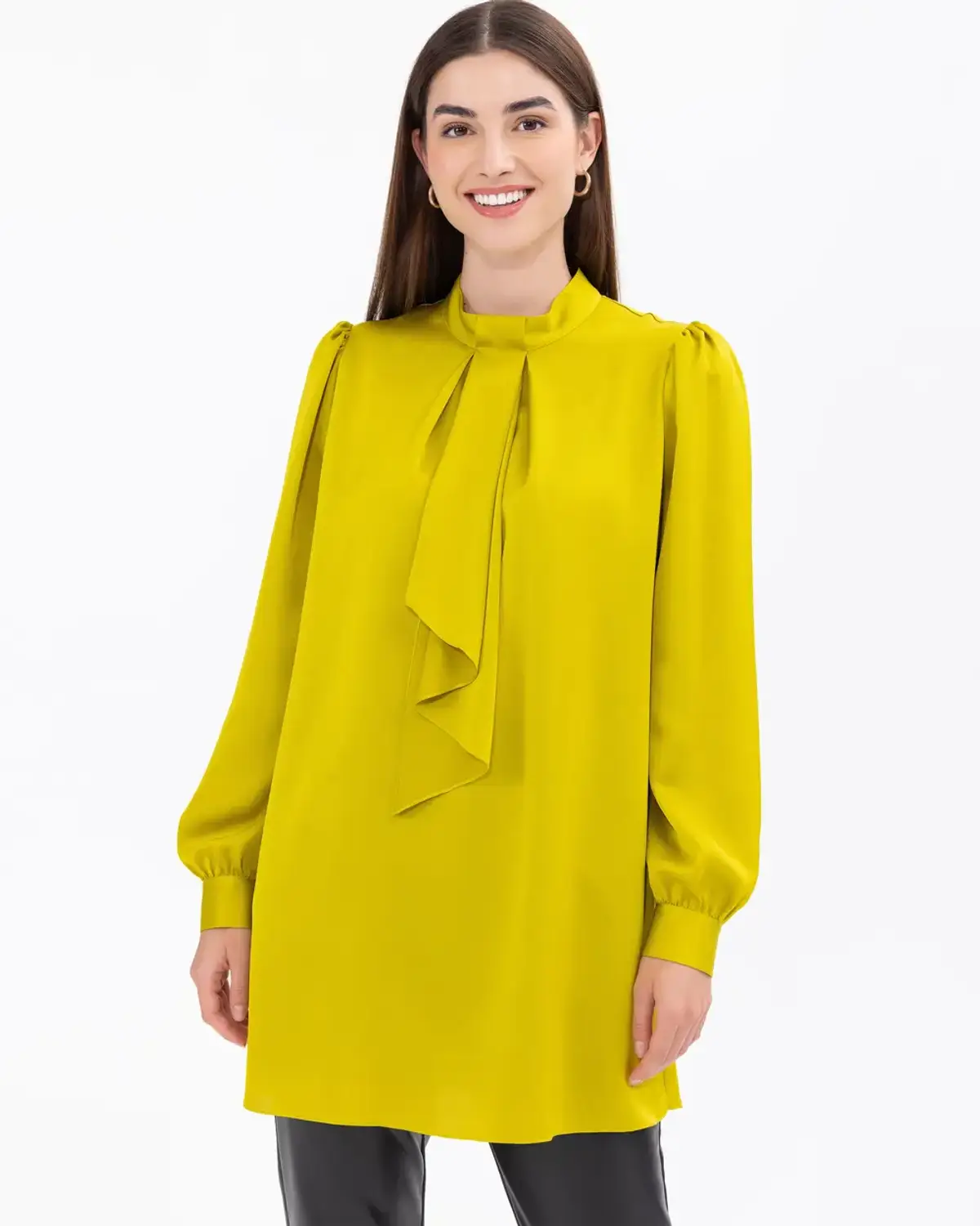 saten dokuma hakim yaka tunik