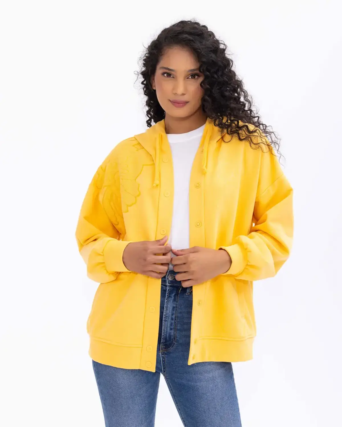 nakış detaylı kapüşonlu spor kesim ceket