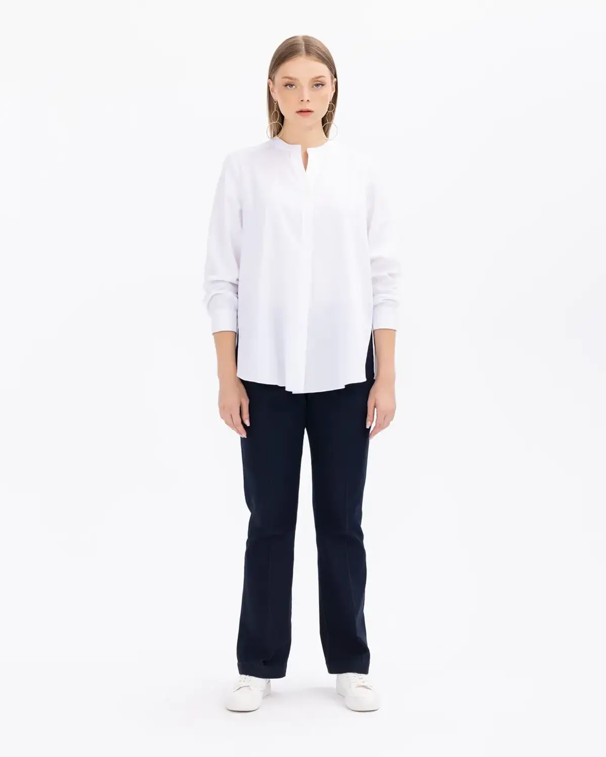 Plus Size High-Waisted Wide-Leg Denim Jeans in Dark Blue