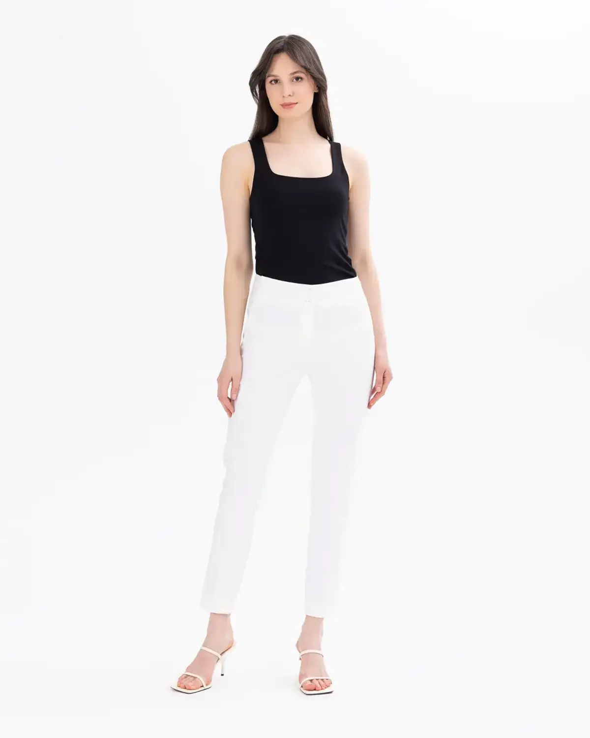 High-Waisted Classic Trousers for Timeless Elegance and Comfort in Ecru and Black, Perfect for Versatile Styling and Year-Round Wear