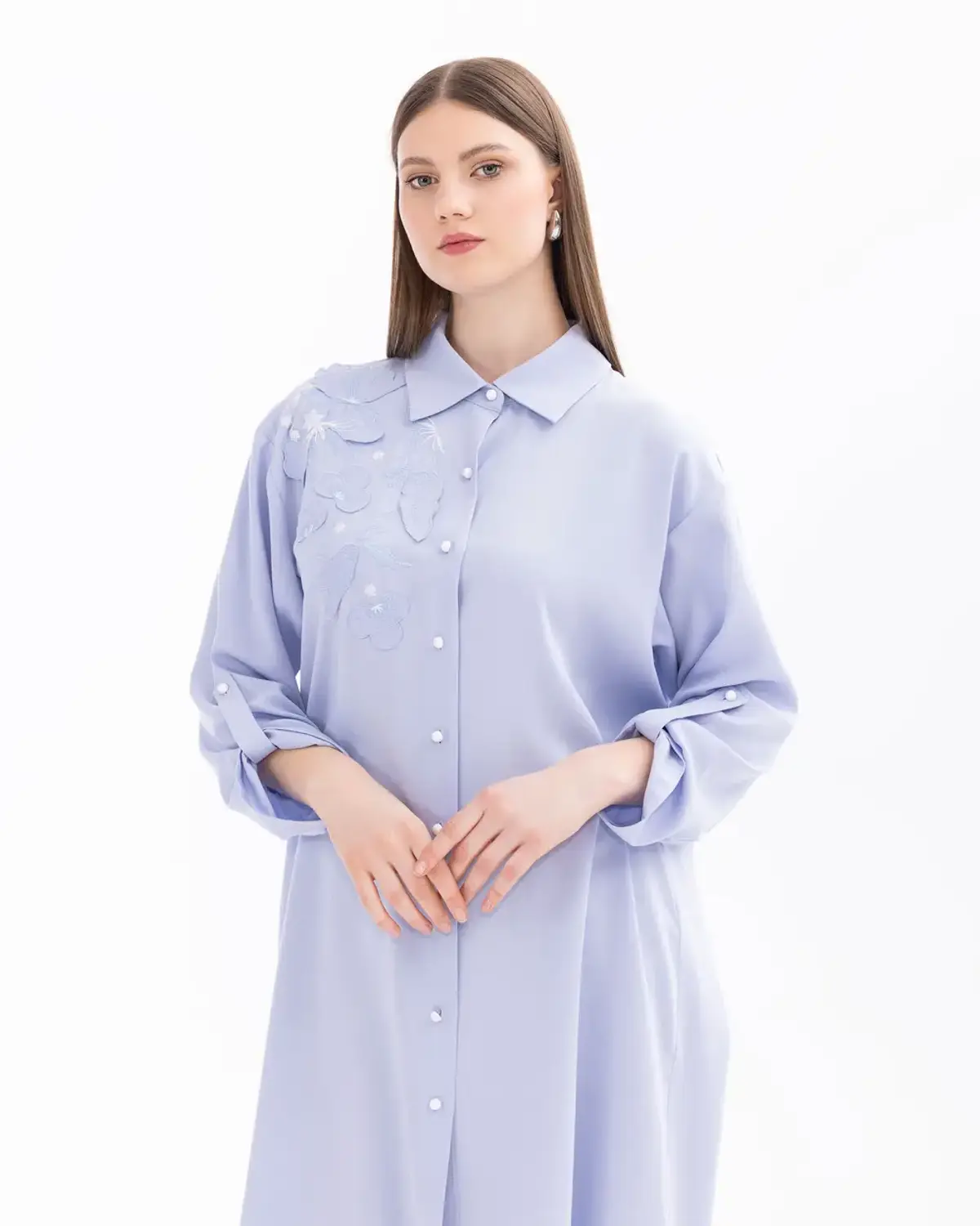 büyük beden nakış detaylı tunik