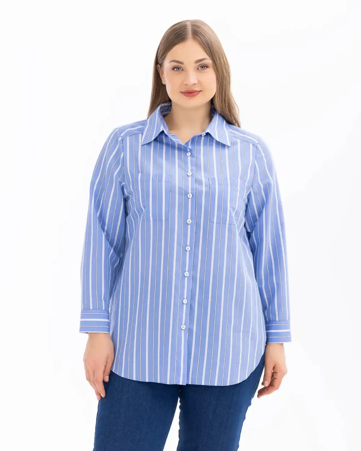 çizgi desenli cep detaylı gömlek