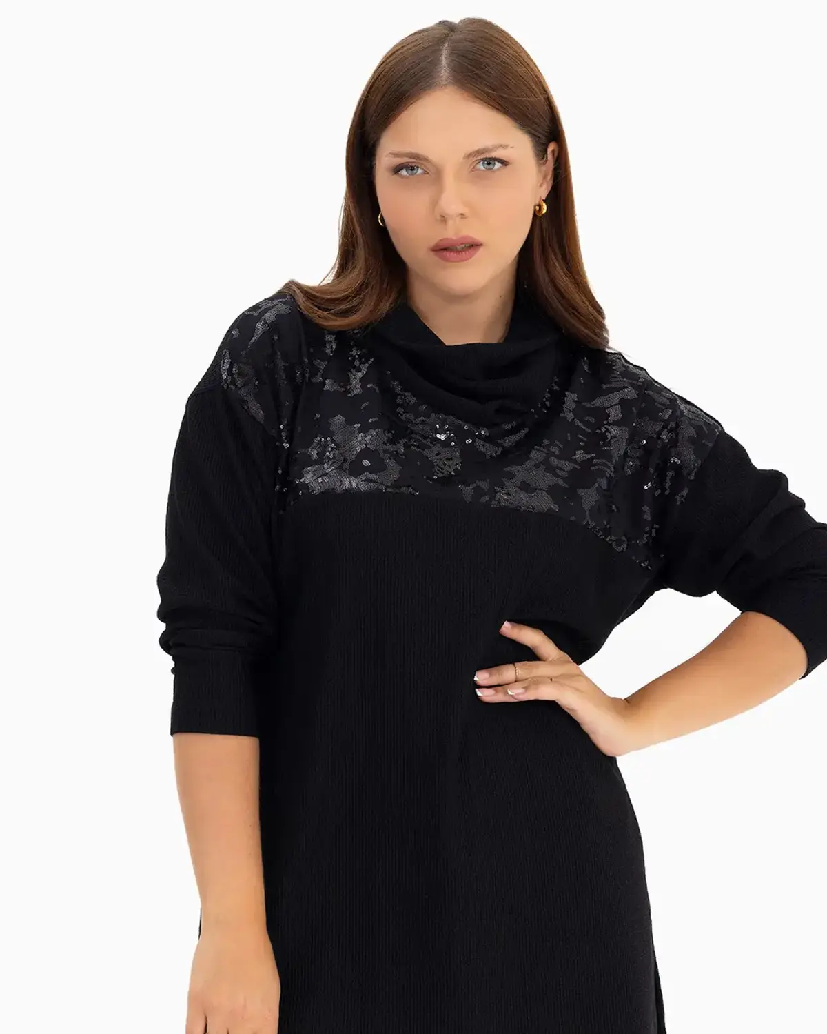 büyük beden degaje yaka tunik