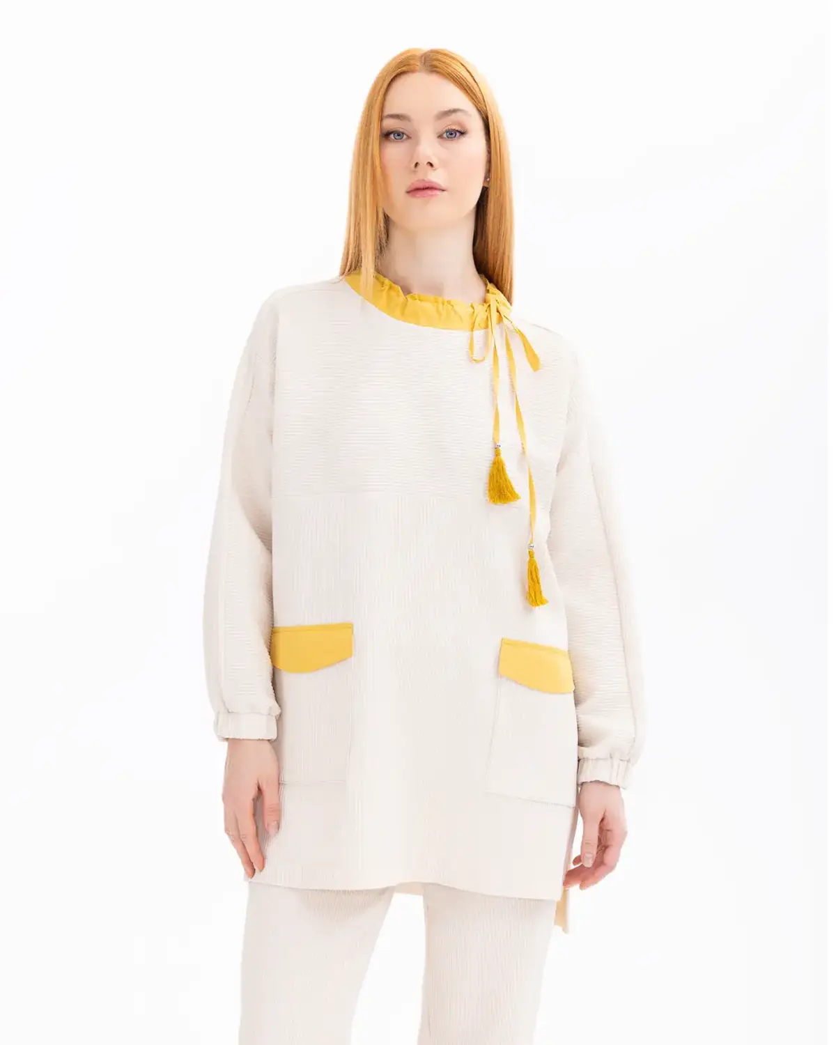 cepli düşük kol sweatshirt