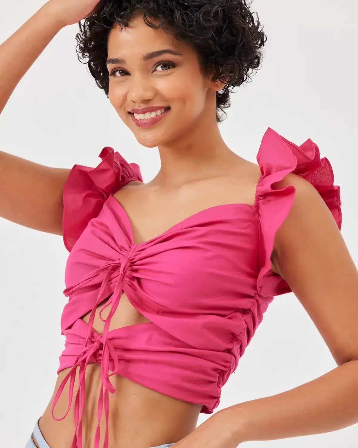 fırfırlı poplin crop top