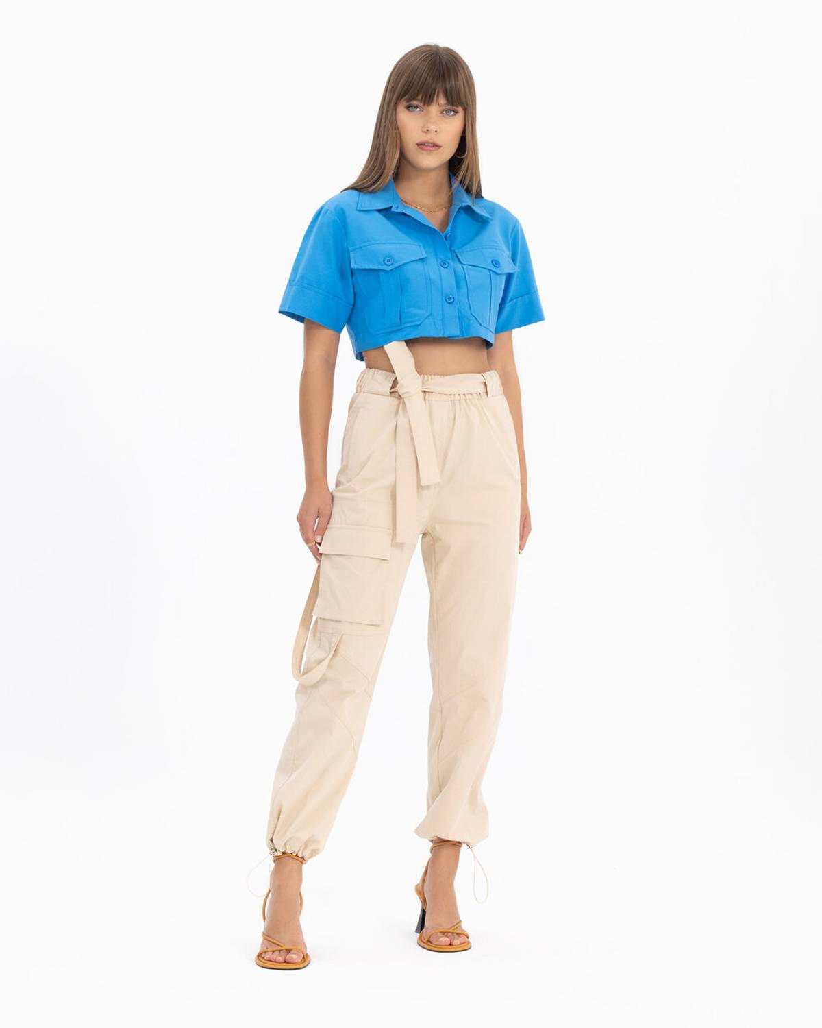 bağlama detaylı kargo pantolon