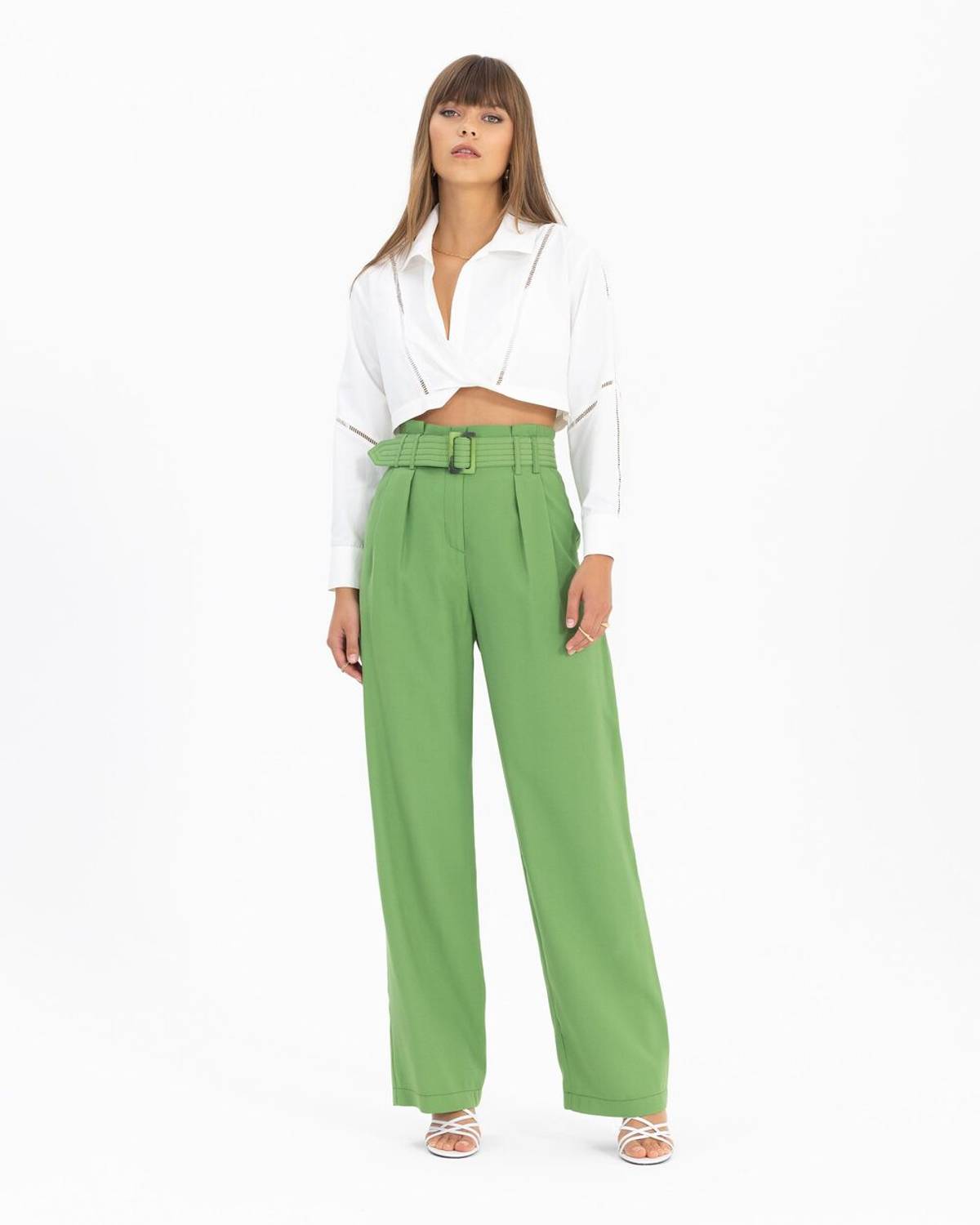 pile detaylı kemerli pantolon