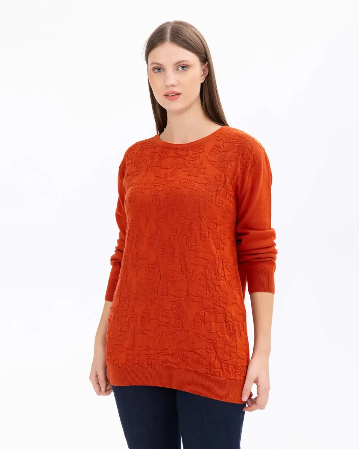 Блузка больших размеров с декоративными элементами из трикотажа, удобная и стильная, 100% хлопок, круглый вырез, длинные рукава