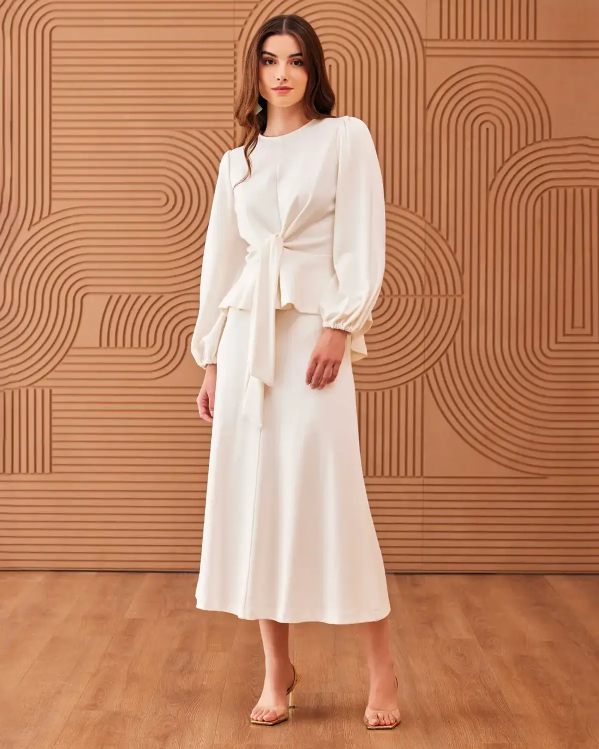 bağlama detaylı yuvarlak yaka bluz