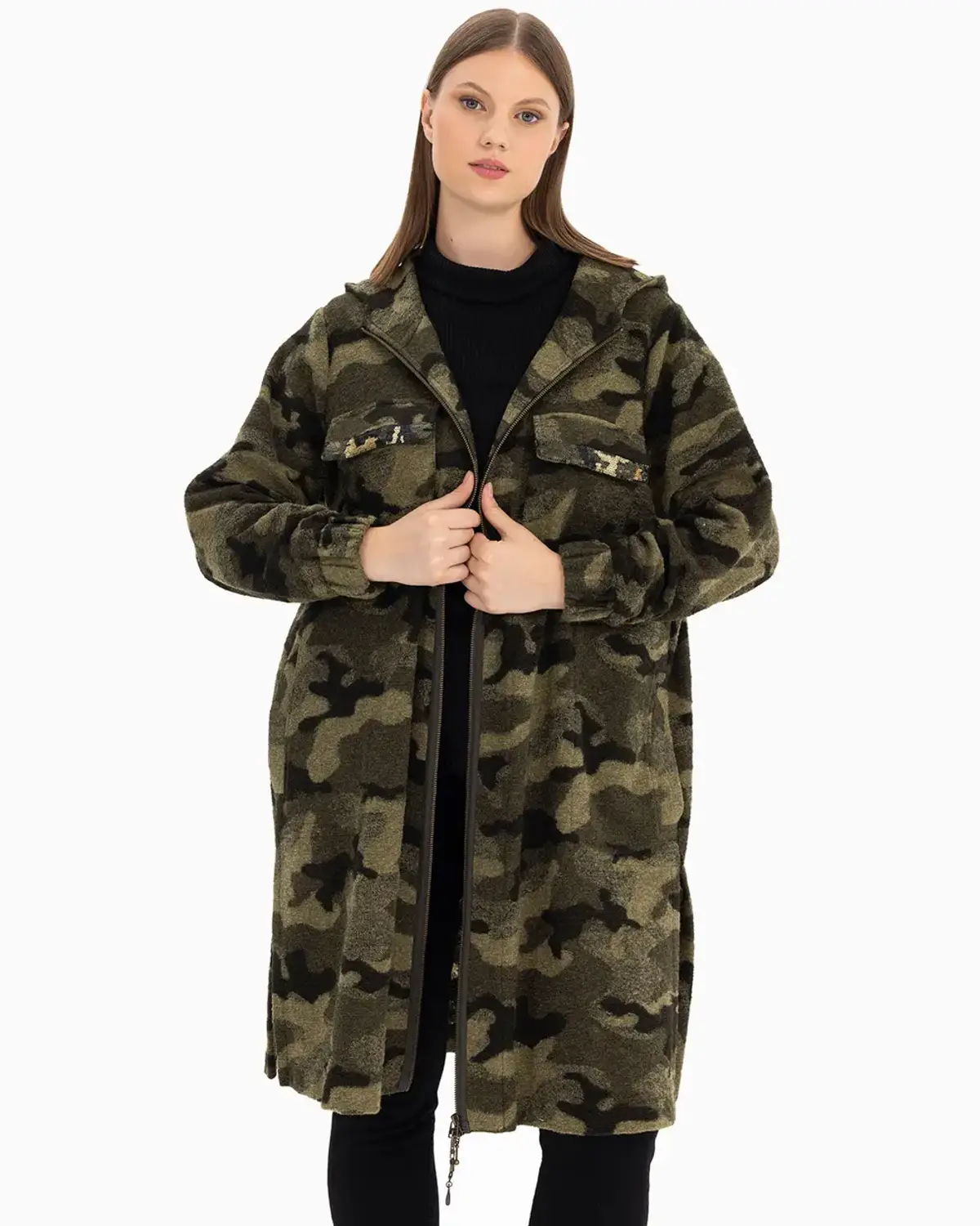 büyük beden kamuflaj desenli kap