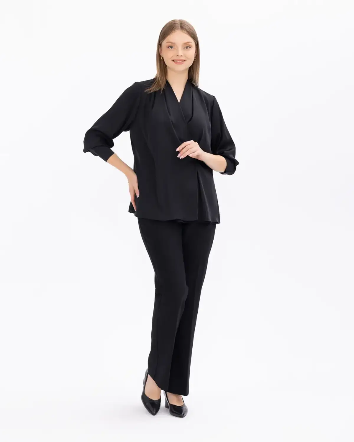 Plus Size High-Waisted Classic Trousers for Comfort and Elegance, Fit for Business and Casual Wear, 100% Polyester, Available in Black and Multiple Sizes