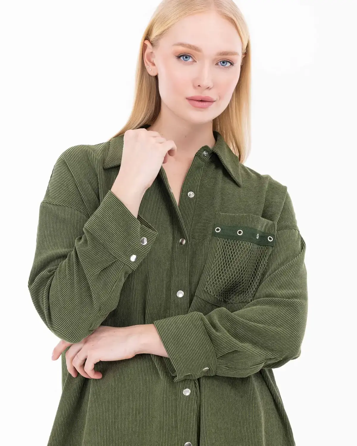 büyük beden çıtçıt düğmeli gömlek