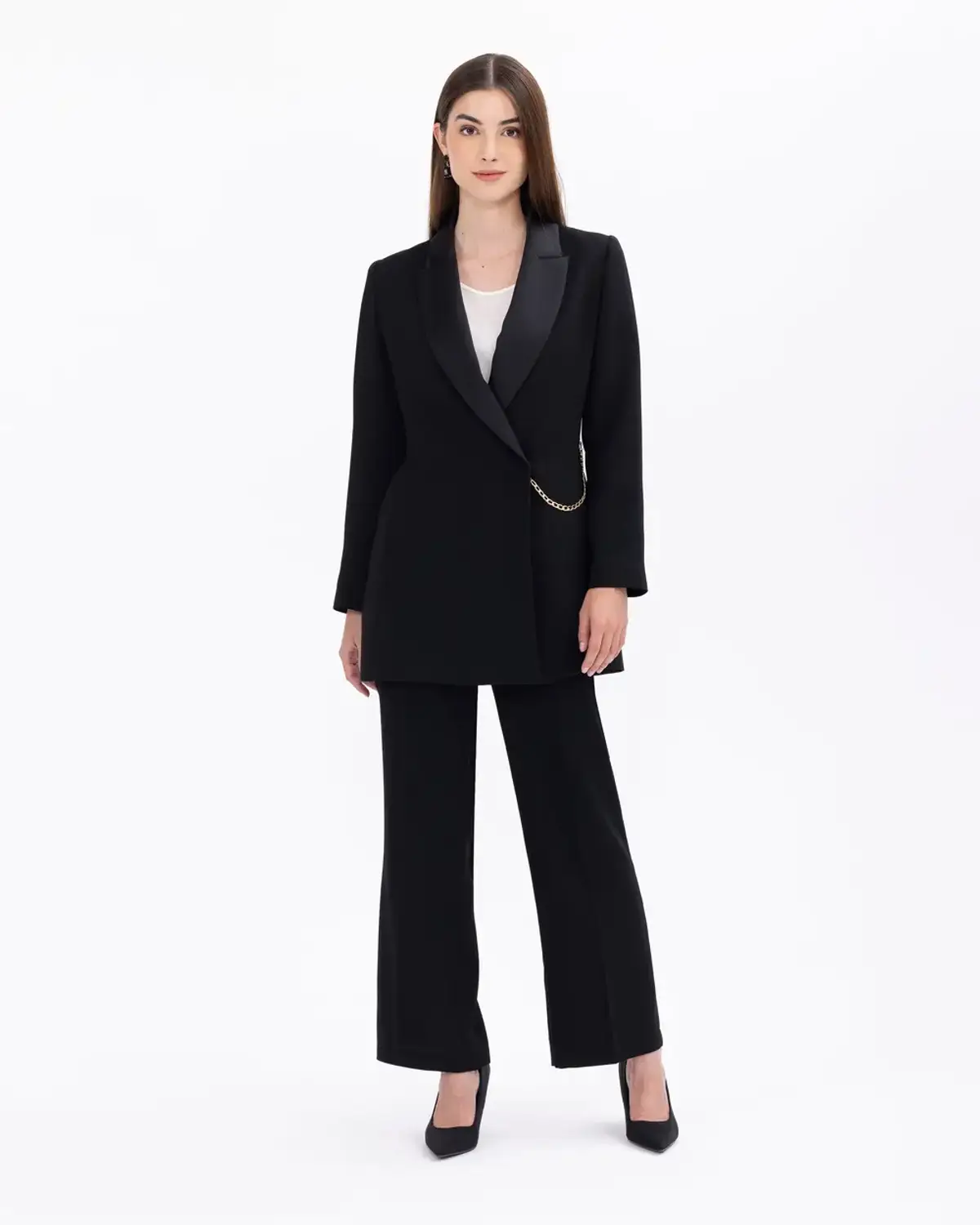 Wide-Leg Classic Ankle Pants in Black, Comfortable and Stylish Design, Versatile for Casual and Formal Wear, 100% Polyester, Relaxed Fit