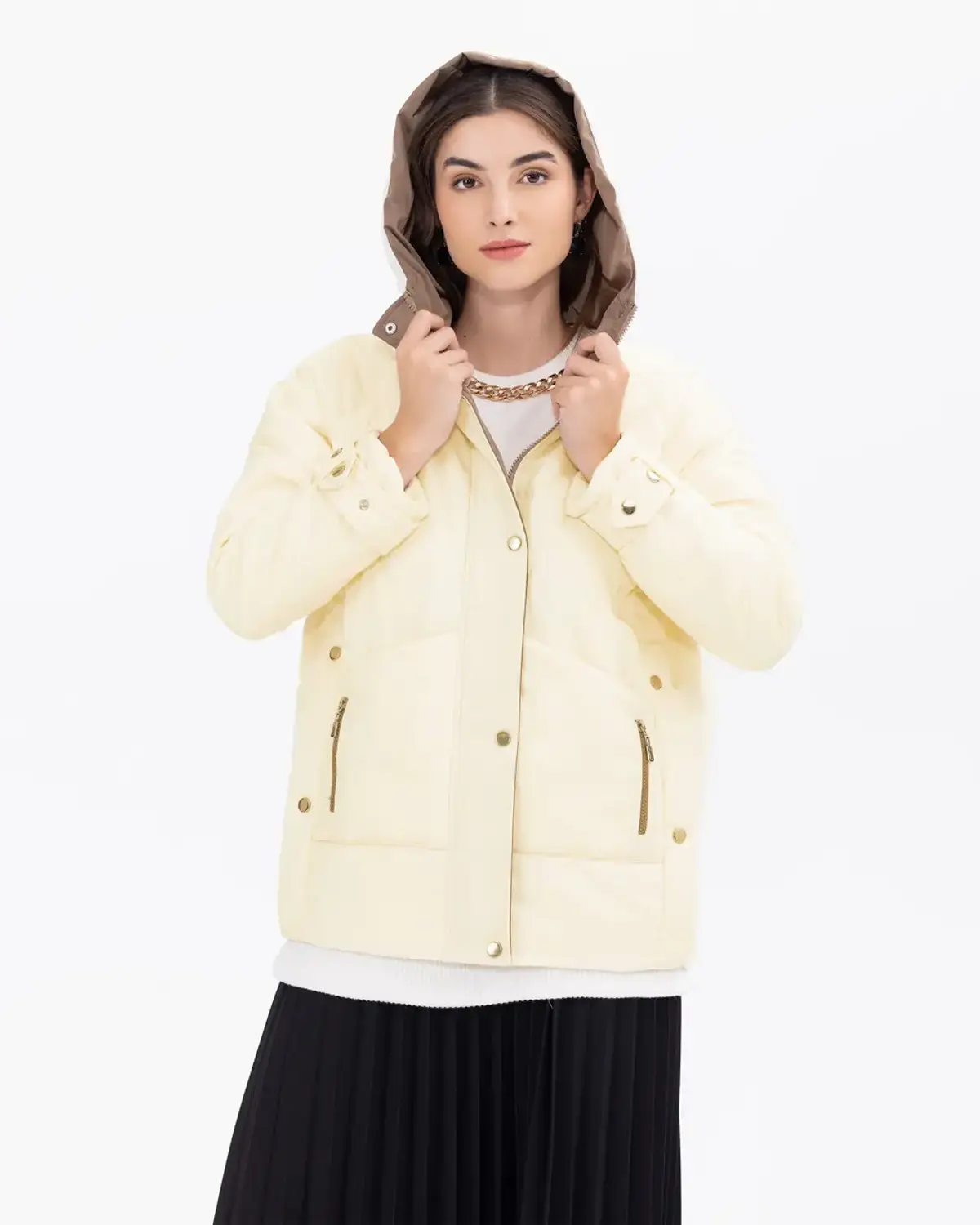 çıtçıt düğmeli kapüşonlu su i̇tici kaban