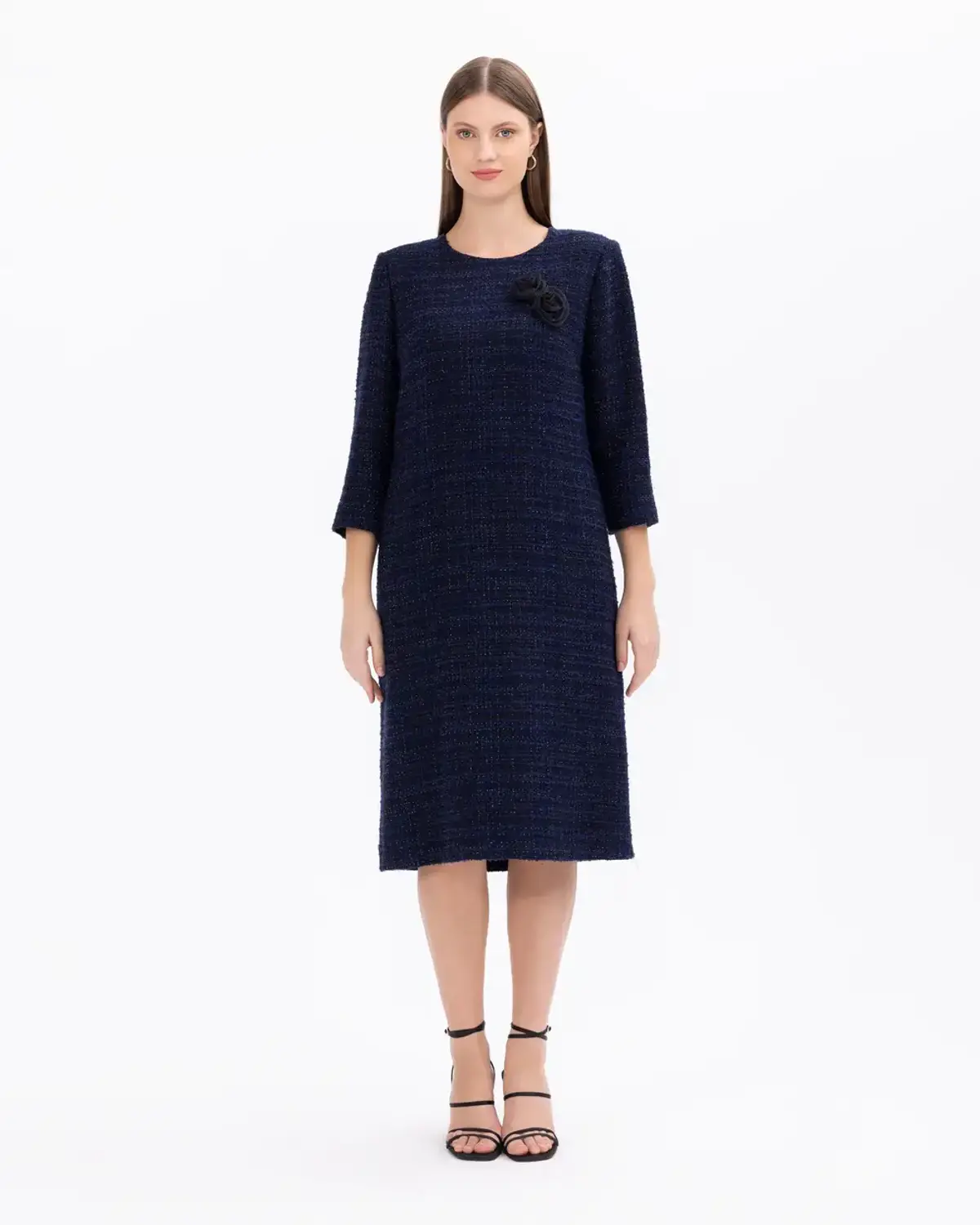 büyük beden aksesuar detaylı tüvit elbise