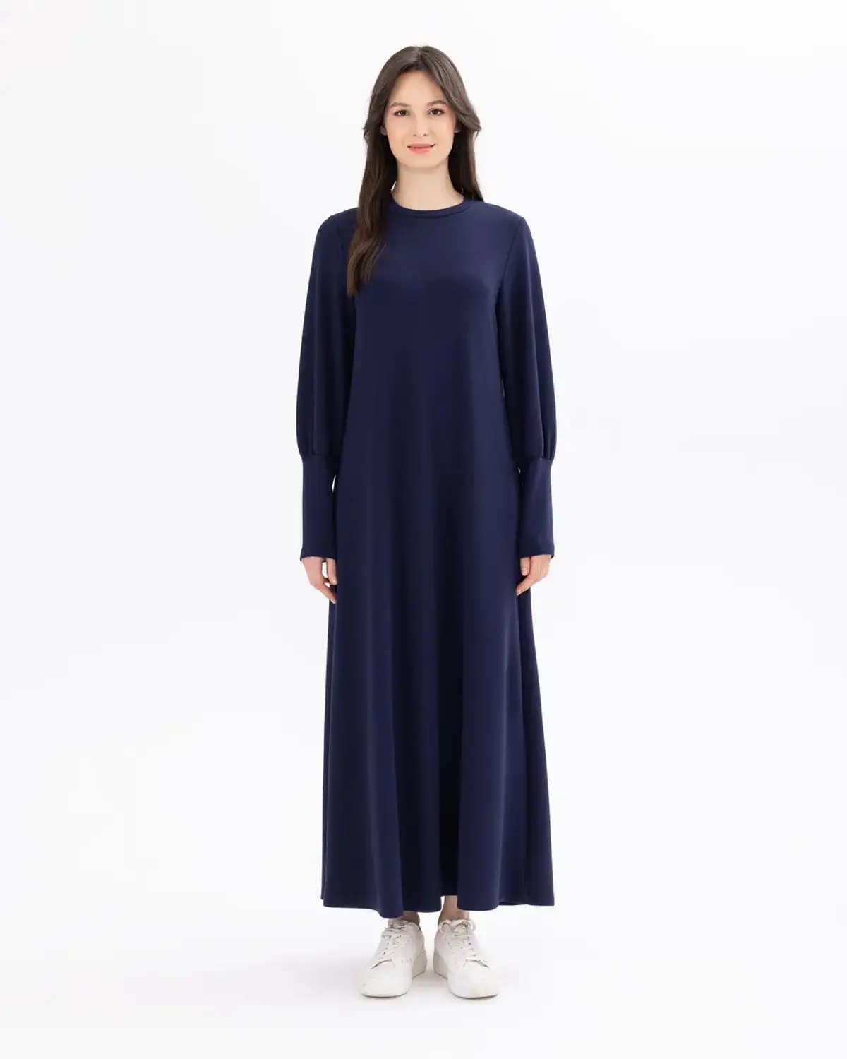 sıfır yaka örme kumaş elbise