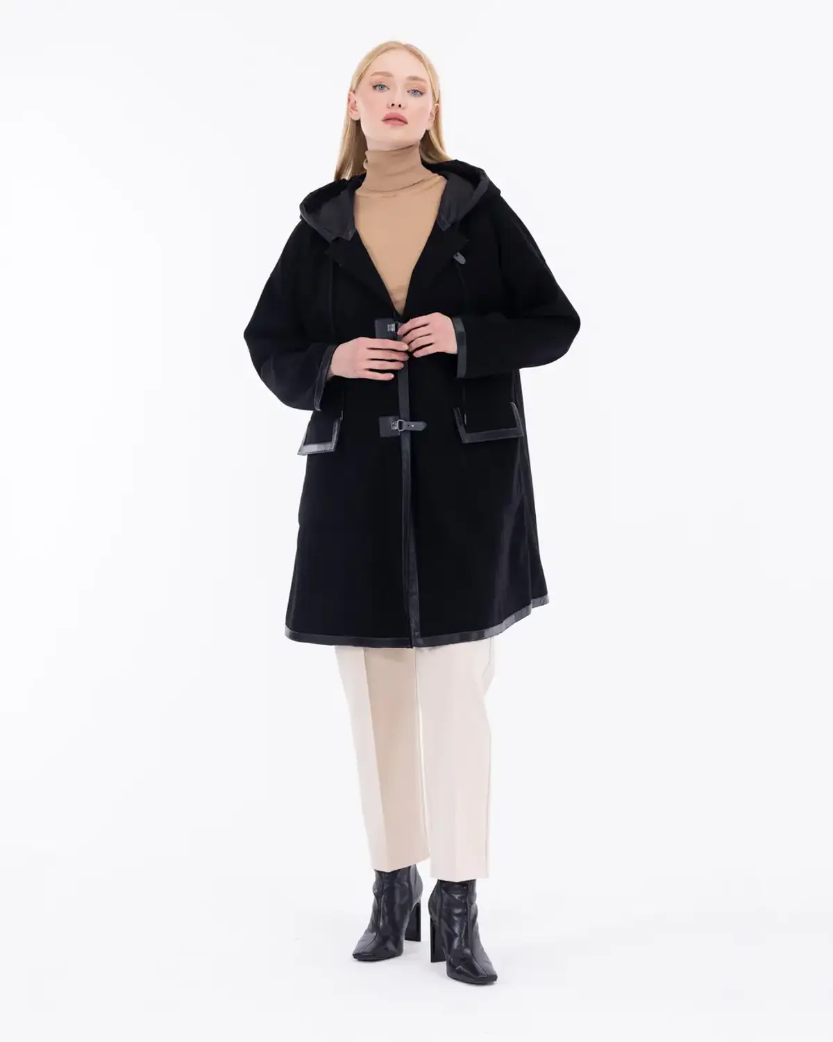 büyük beden kapüşon yaka kaban