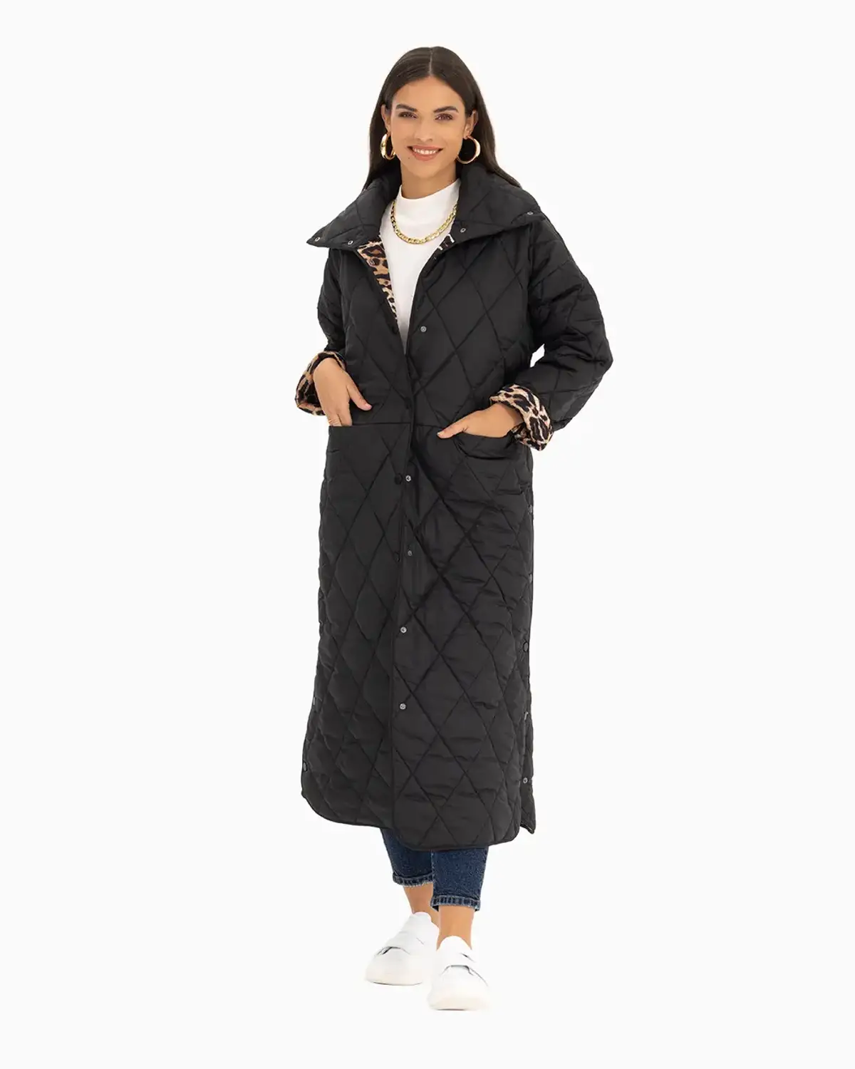 astarı desenli kapitone kaban