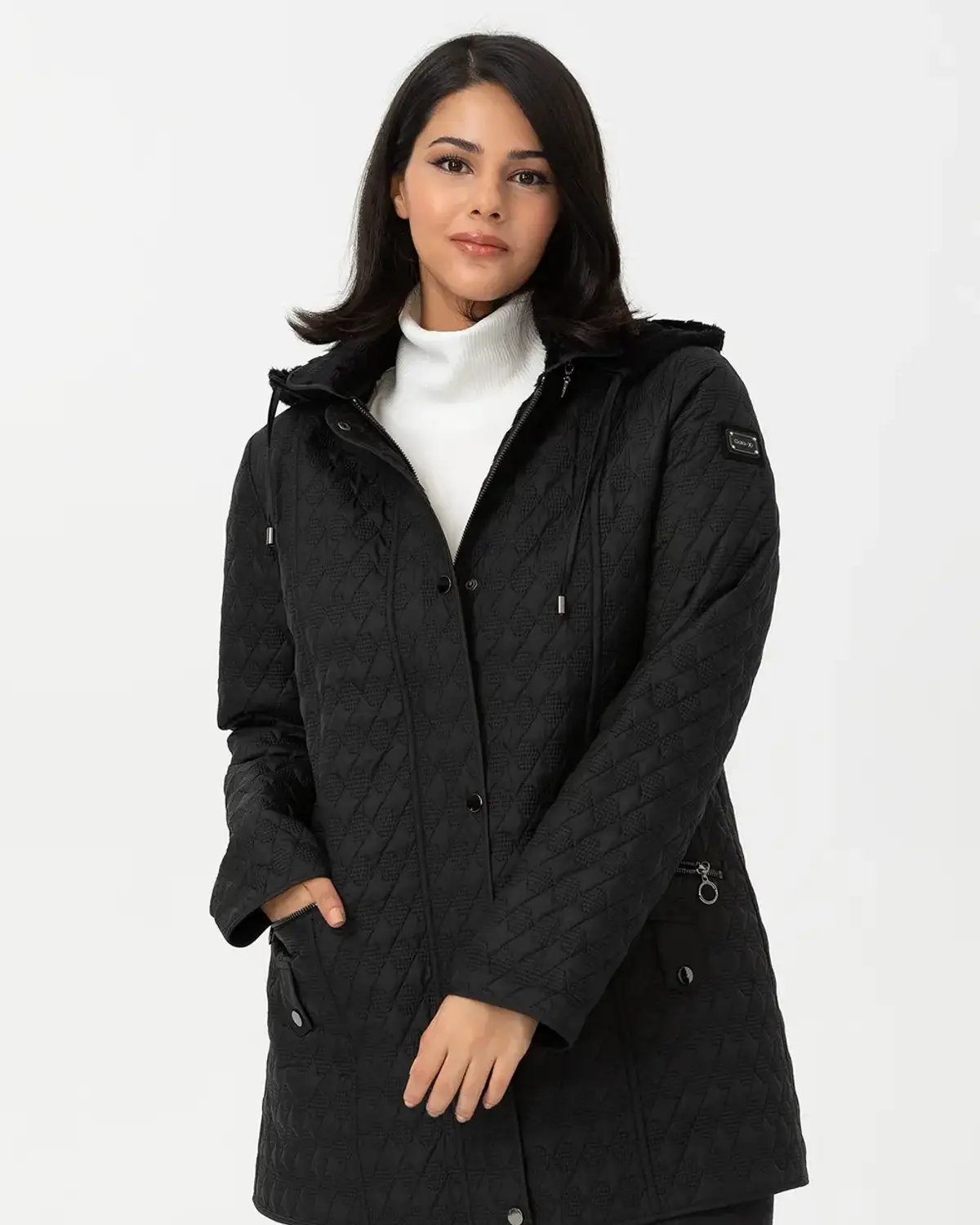 büyük beden kapüşonlu mont